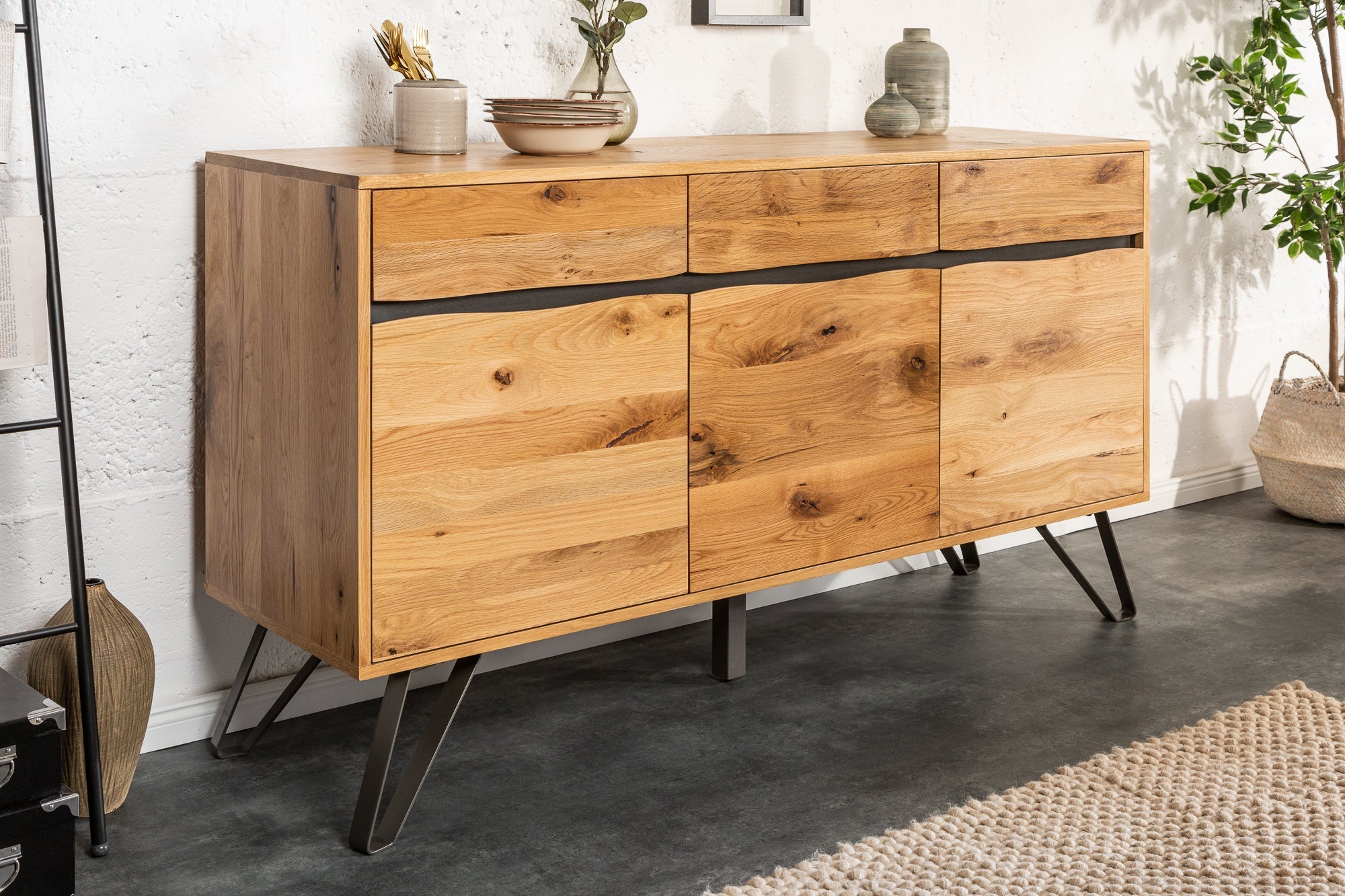 Invicta Comodă LIVING EDGE - 160cm | Stejar | 160x88x45 cm