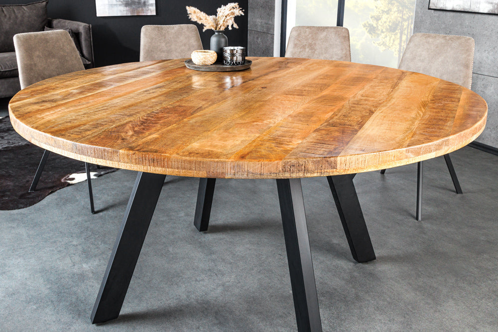 Invicta Masă dining IRON CRAFT - 140cm | Mango, Metal, Negru | 140x76x140 cm