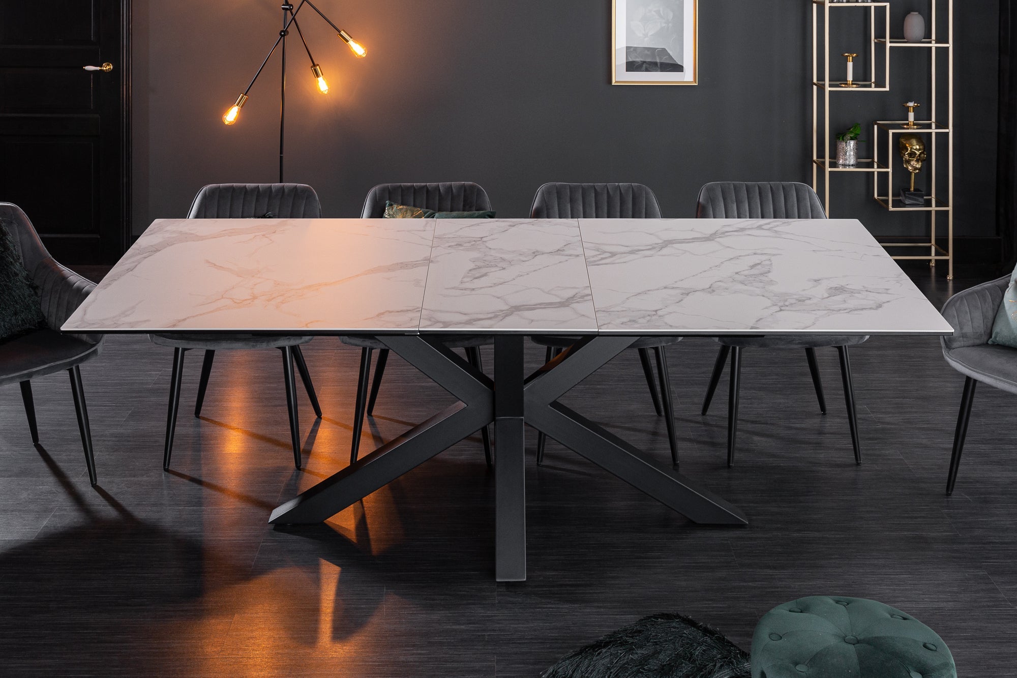 Invicta Masă dining ETERNITY - 225cm | Marmură, Sticlă, Roșu | 180x76x90 cm