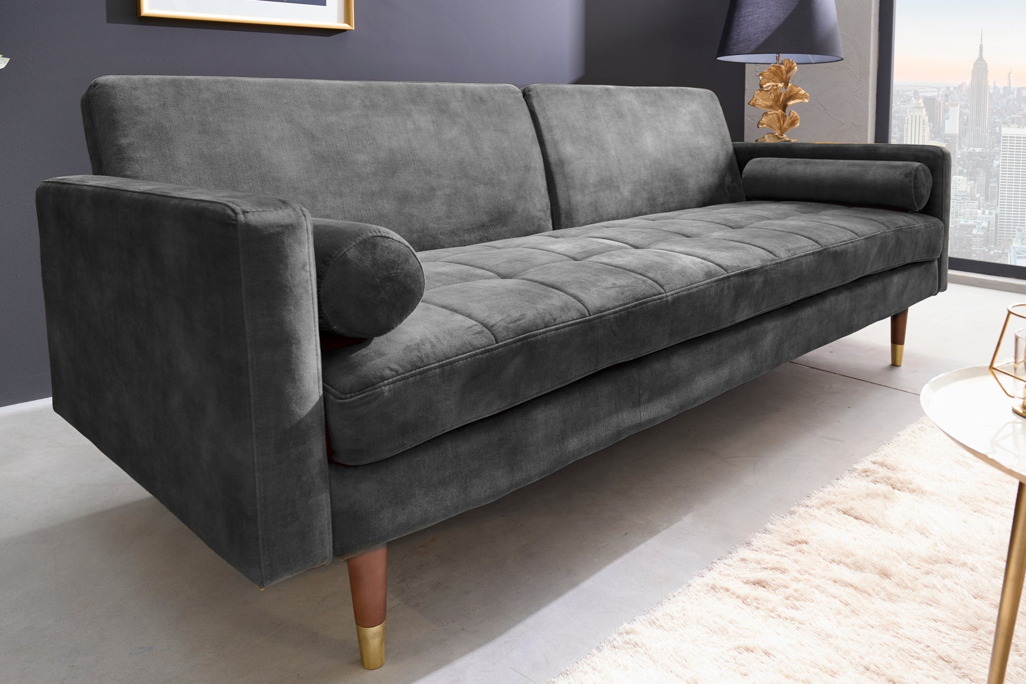 Invicta Canapea extensibilă COUTURE - 200cm | Gri | 196x80x74 cm