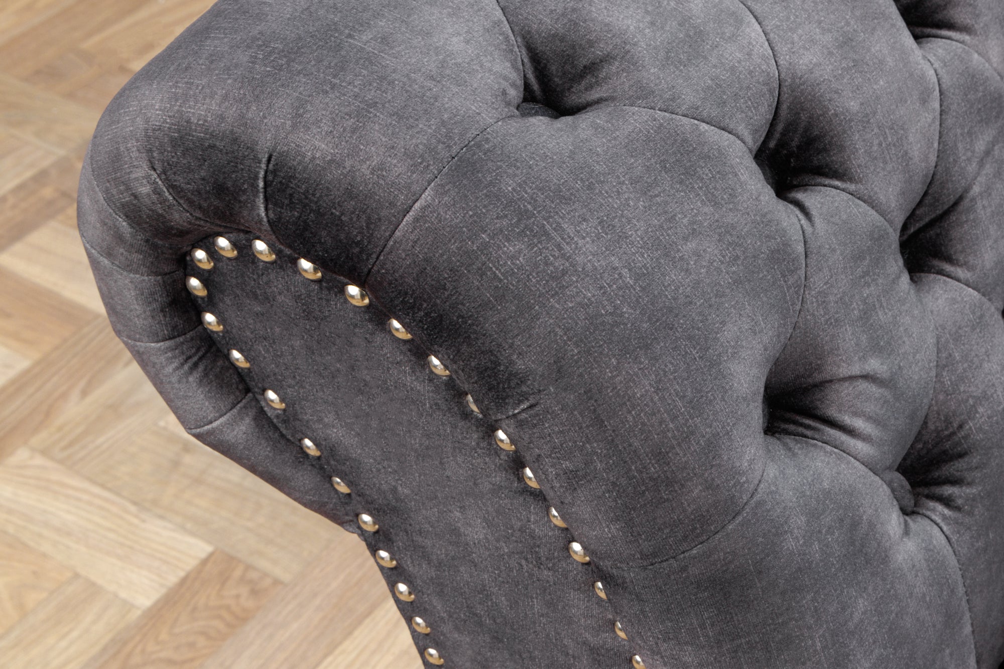 Invicta Mobilier CHESTERFIELD - 170cm | Catifea, Gri | 170x79x61 cm