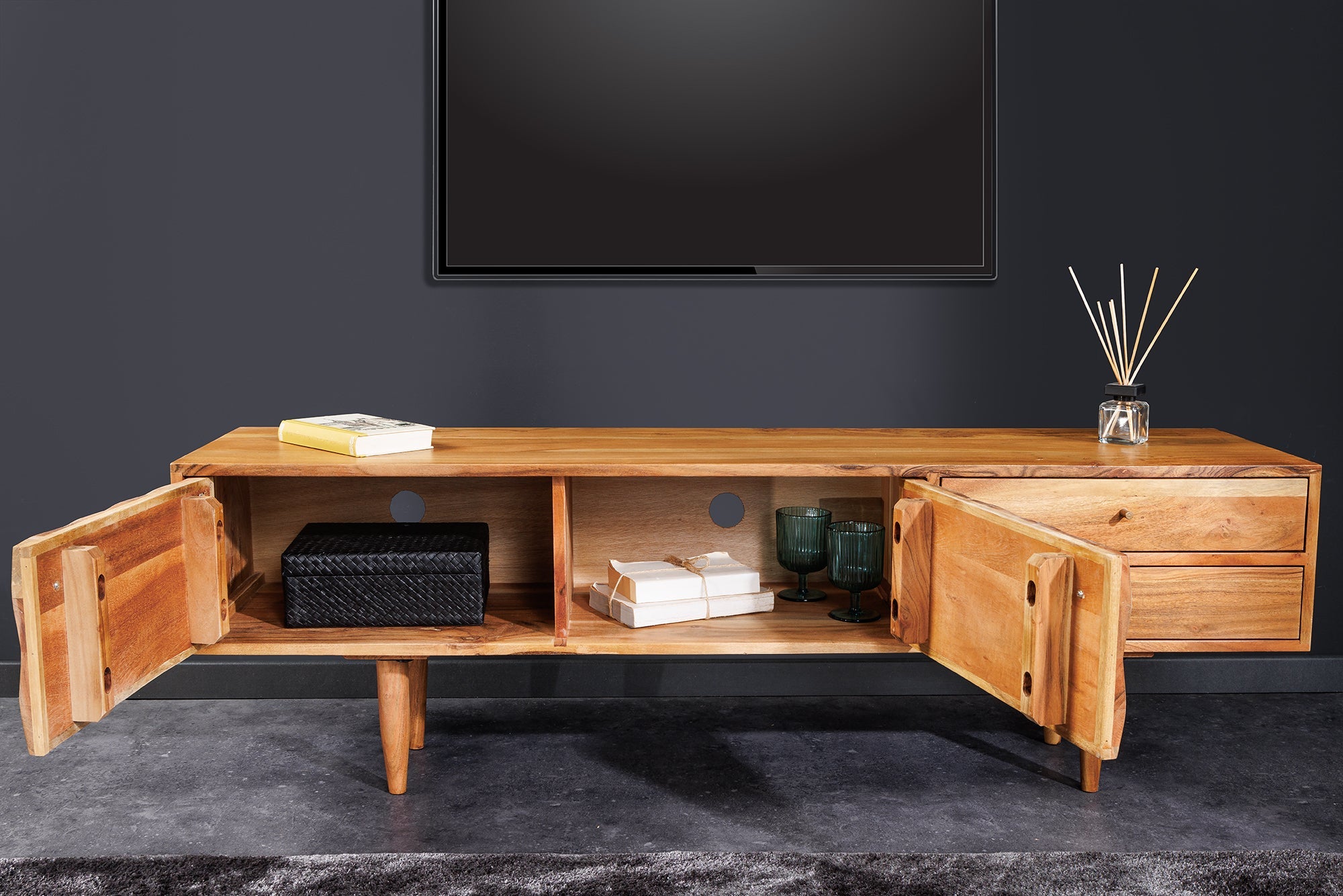 Invicta Comodă TV TV - 145cm | Acacia, Pin | 145x45x35 cm