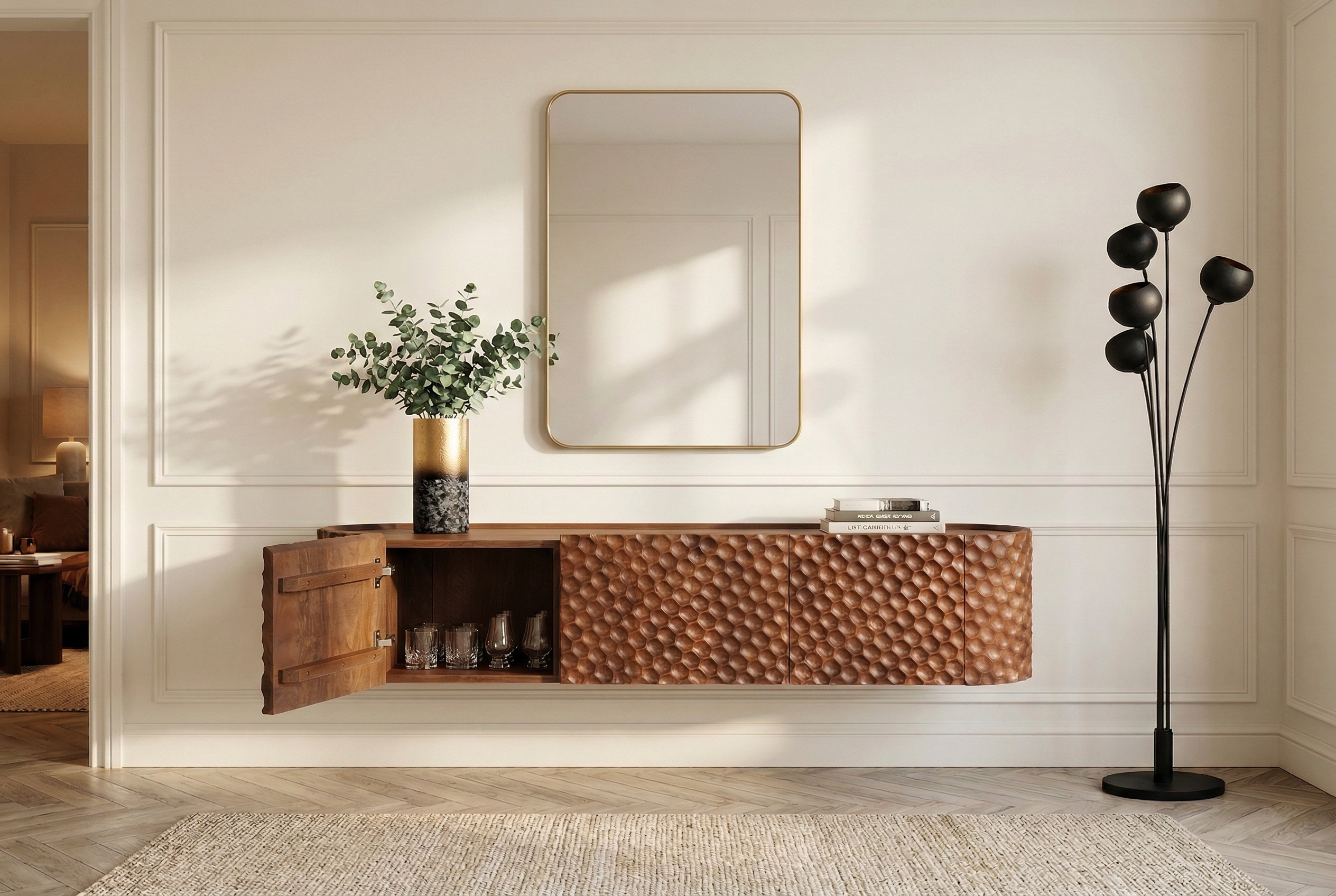 Invicta Comodă TV TV - 160cm | Mango, Negru | 160x56x43 cm