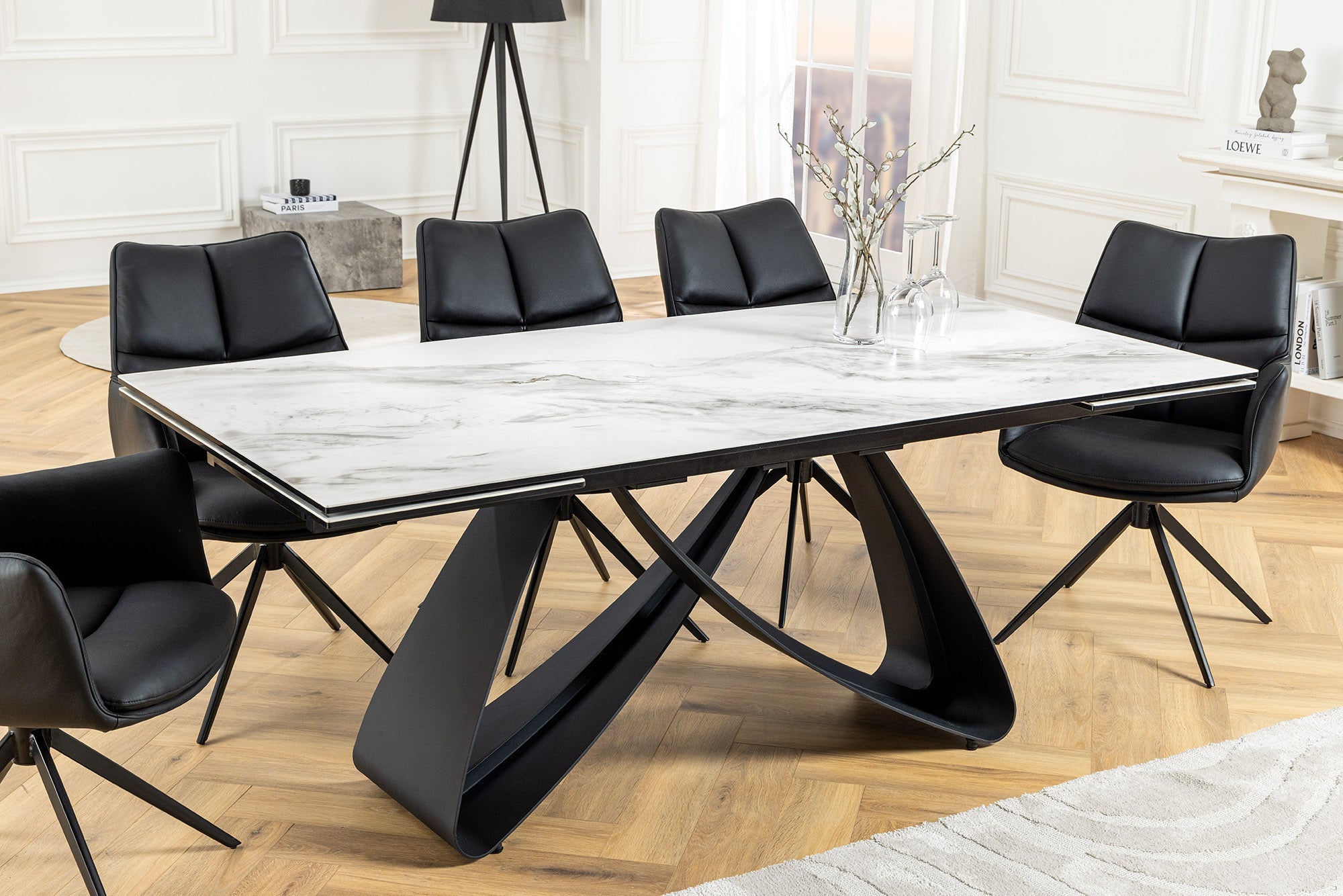 Invicta Masă dining INFINITY - 260cm | Marmură, Sticlă, Alb | 260x76x90 cm