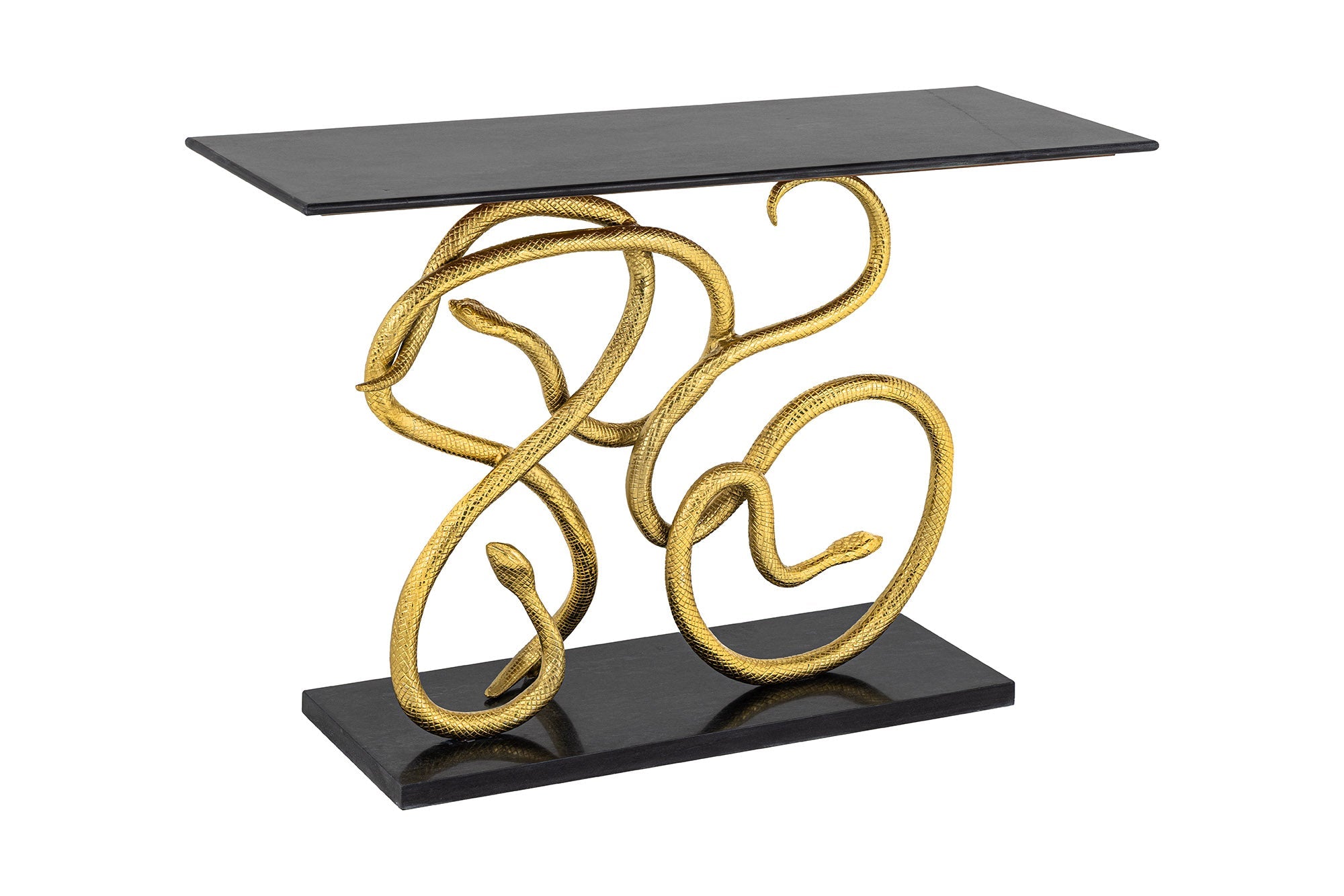 Invicta Consolă WILDLIFE SNAKE - 115cm | Marmură, Negru | 115x79x41 cm