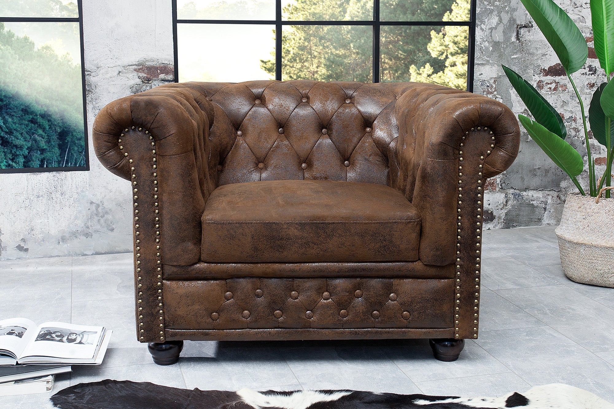 Invicta Fotoliu CHESTERFIELD | Maro | 110x75x85 cm