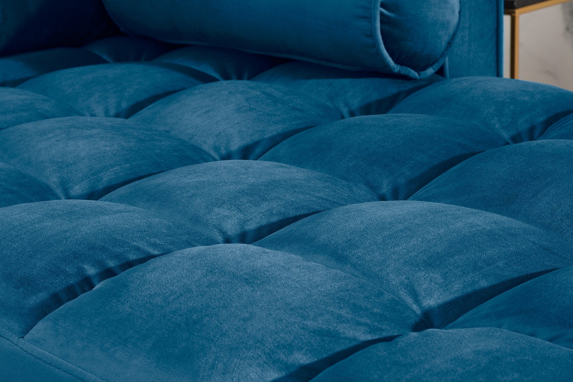 Invicta Canapea COZY VELVET - 260cm | Catifea, Albastru | 260x85x83 cm