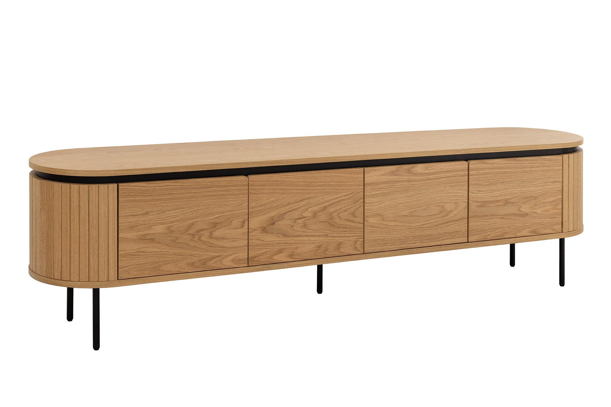 Invicta Comodă TV TV - 200cm | Stejar, Negru | 200x55x40 cm