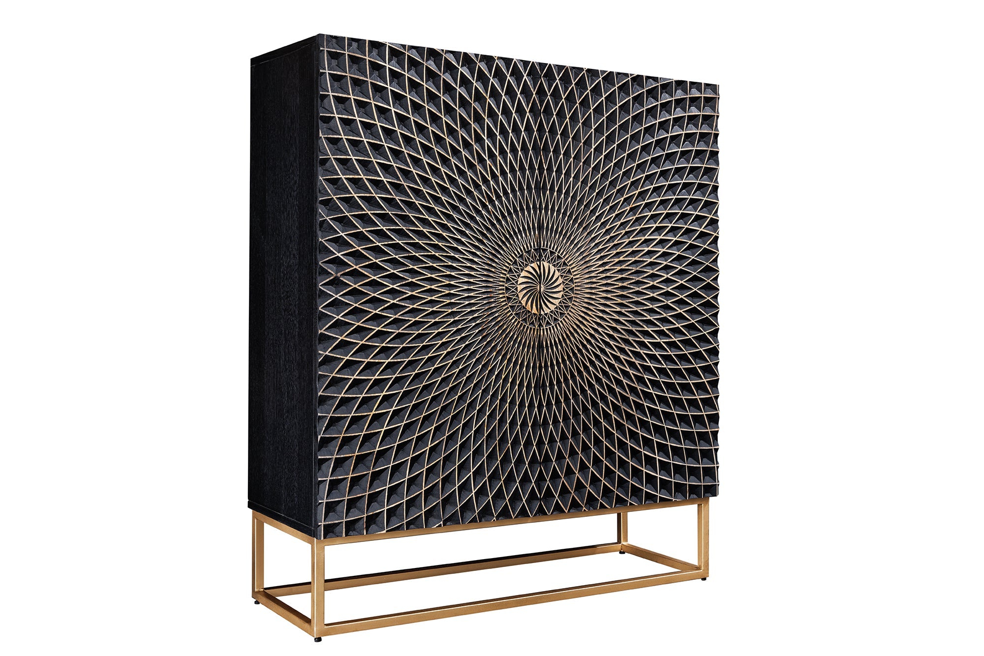 Invicta Vitrină înaltă ILLUSION - 120cm | Mango, Negru | 100x120x38 cm