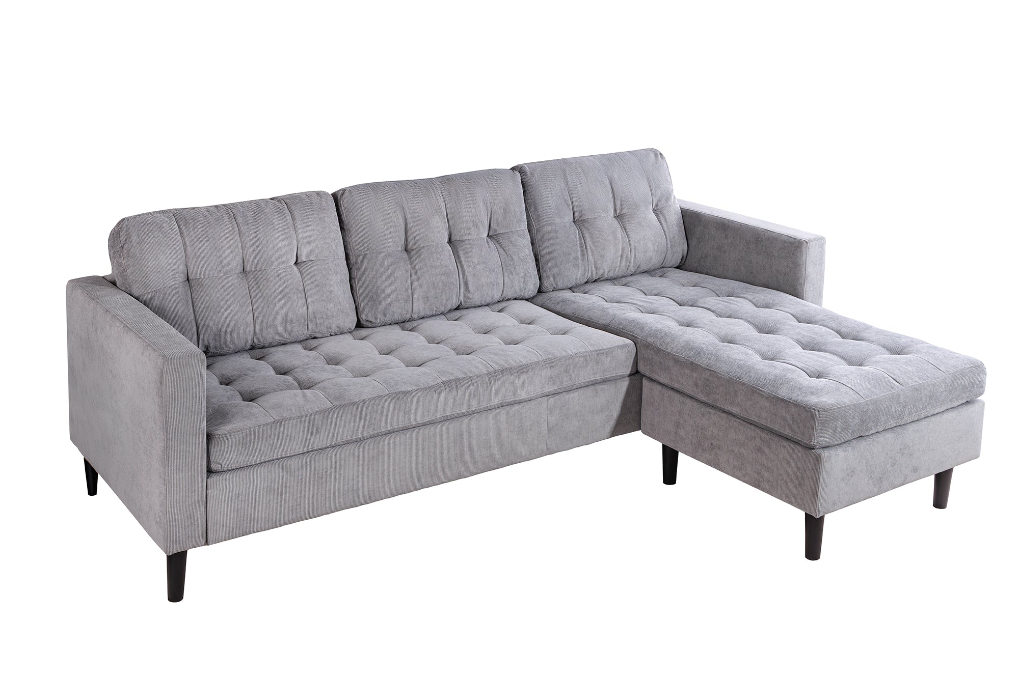 Invicta Canapea STOCKHOLM - 220cm, 3 Locuri | Țesătură Cord, Gri | 220x90x85 cm