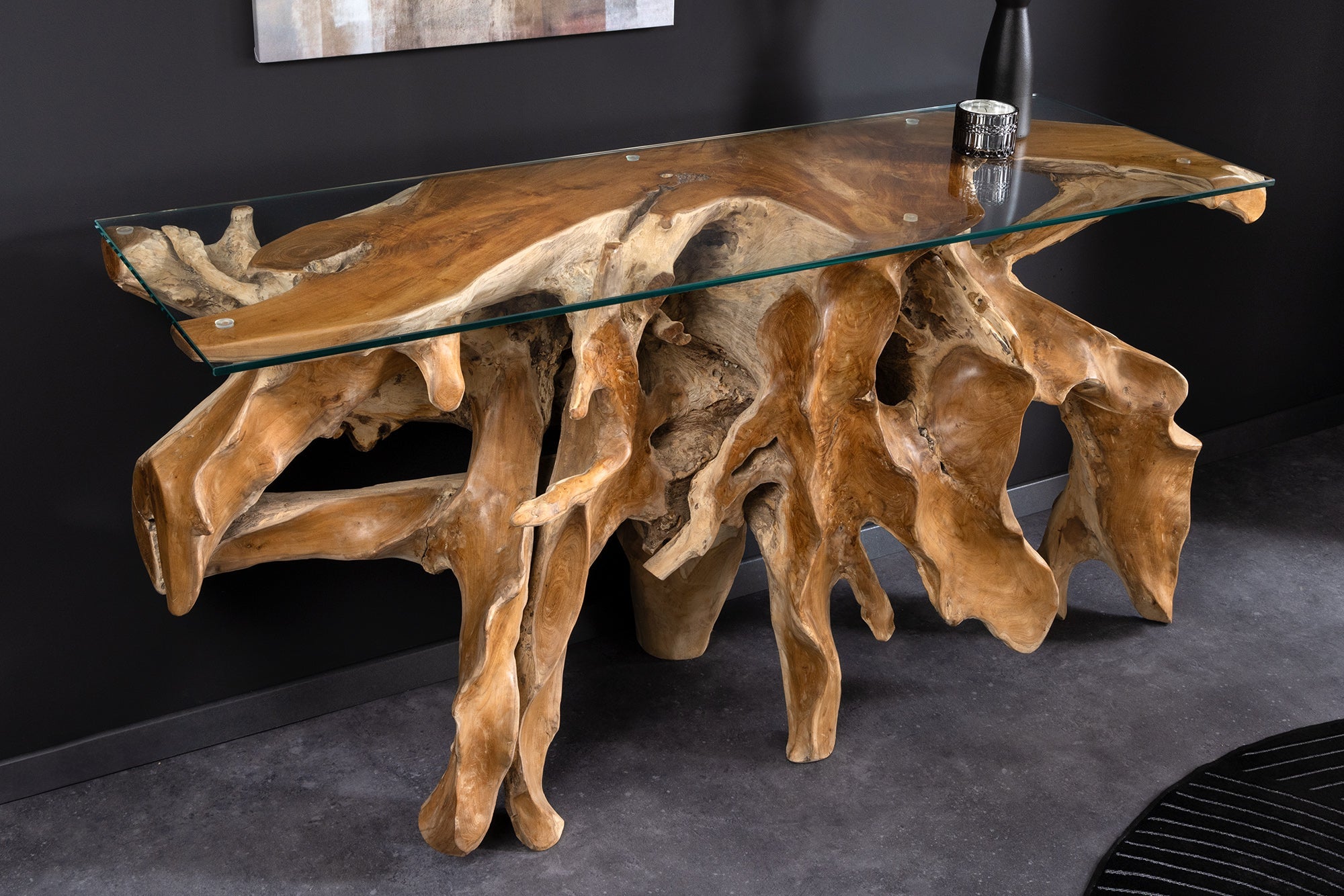 Invicta Consolă ROOT - 150cm | Sticlă | 150x80x40 cm