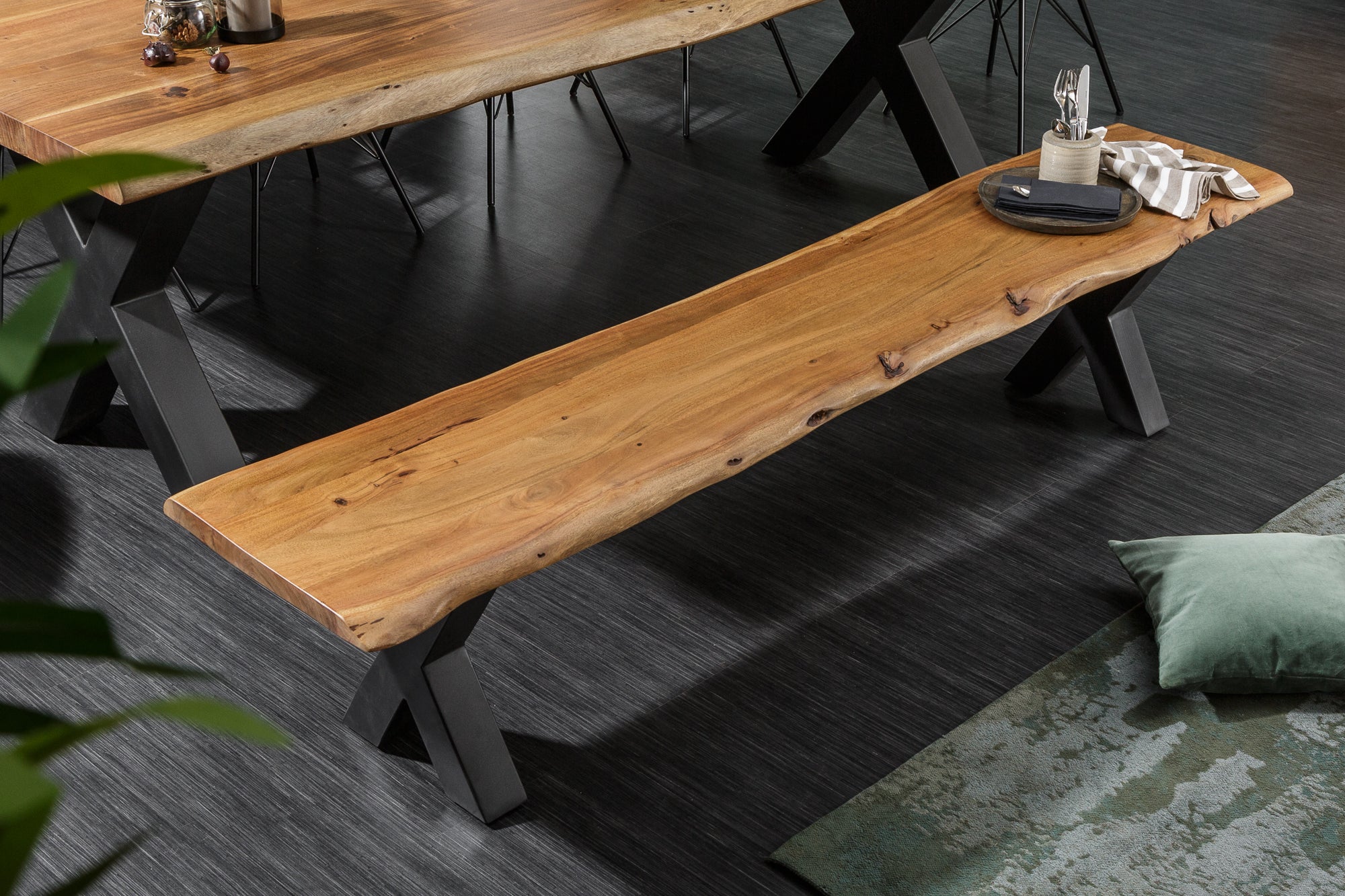 Invicta Banchetă MAMMUT - 200cm | Acacia | 200x45x42 cm