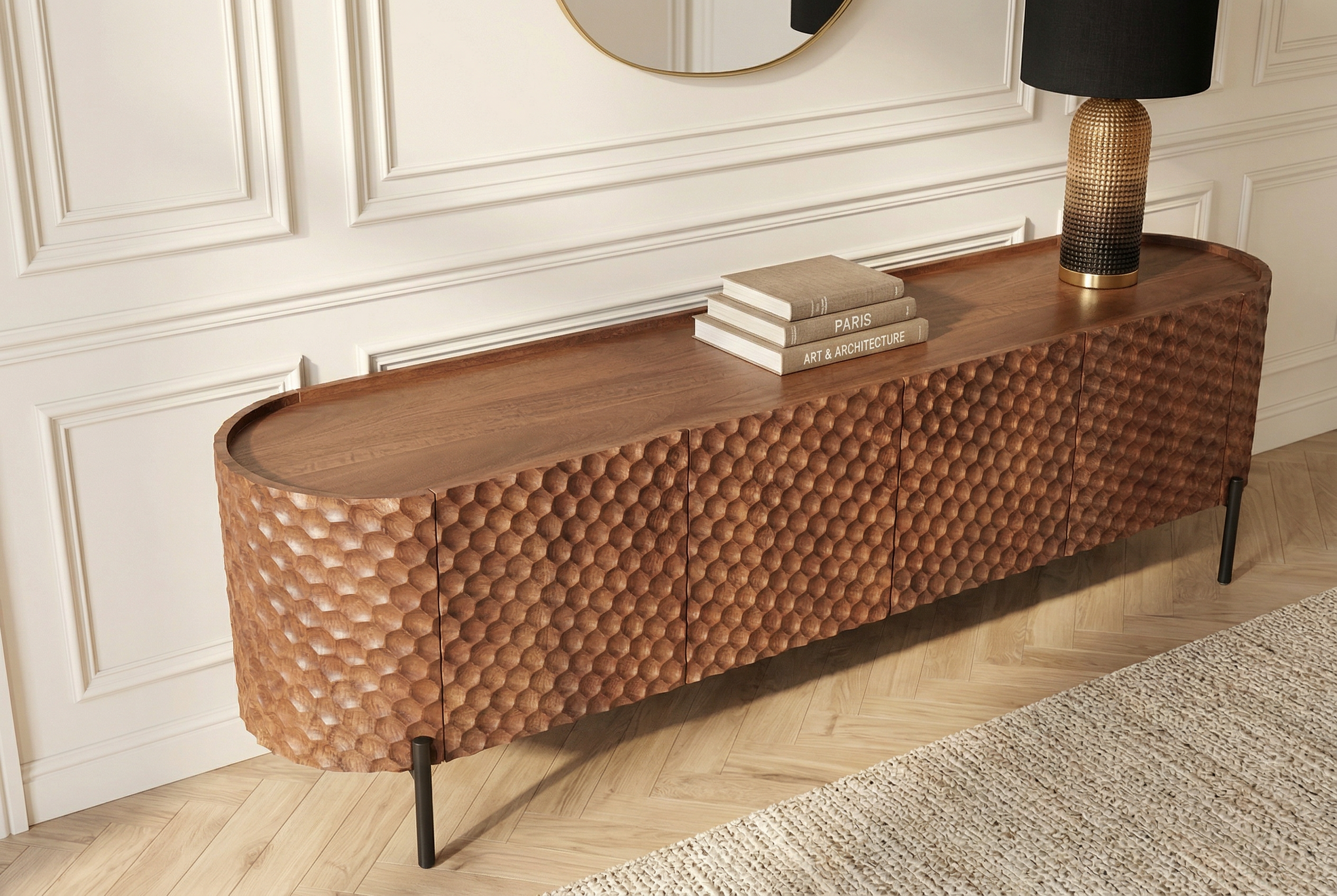 Invicta Comodă TV TV - 200cm | Mango, Negru | 200x56x43 cm