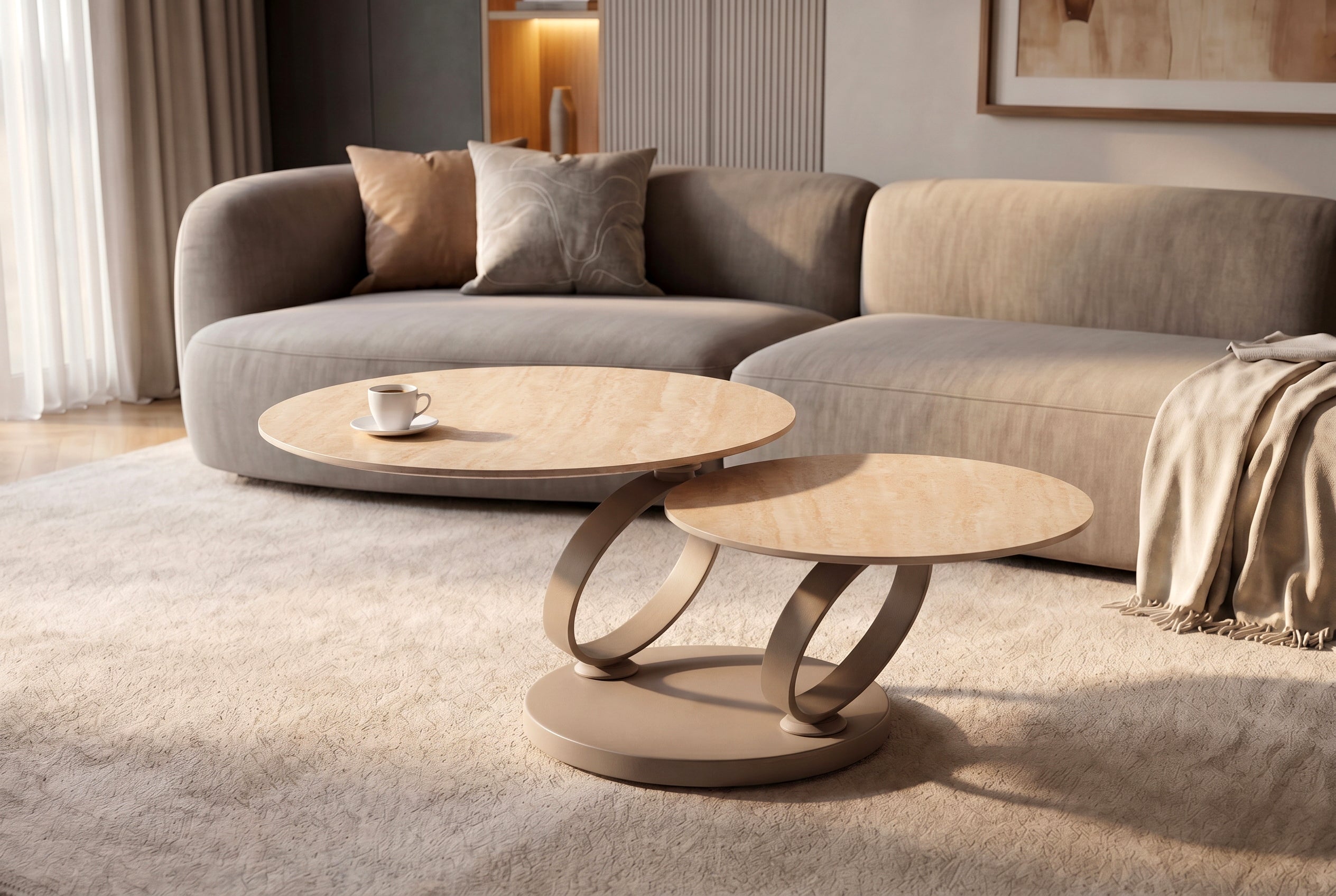Invicta Masă cafea DANCING RINGS | 135x43x80 cm