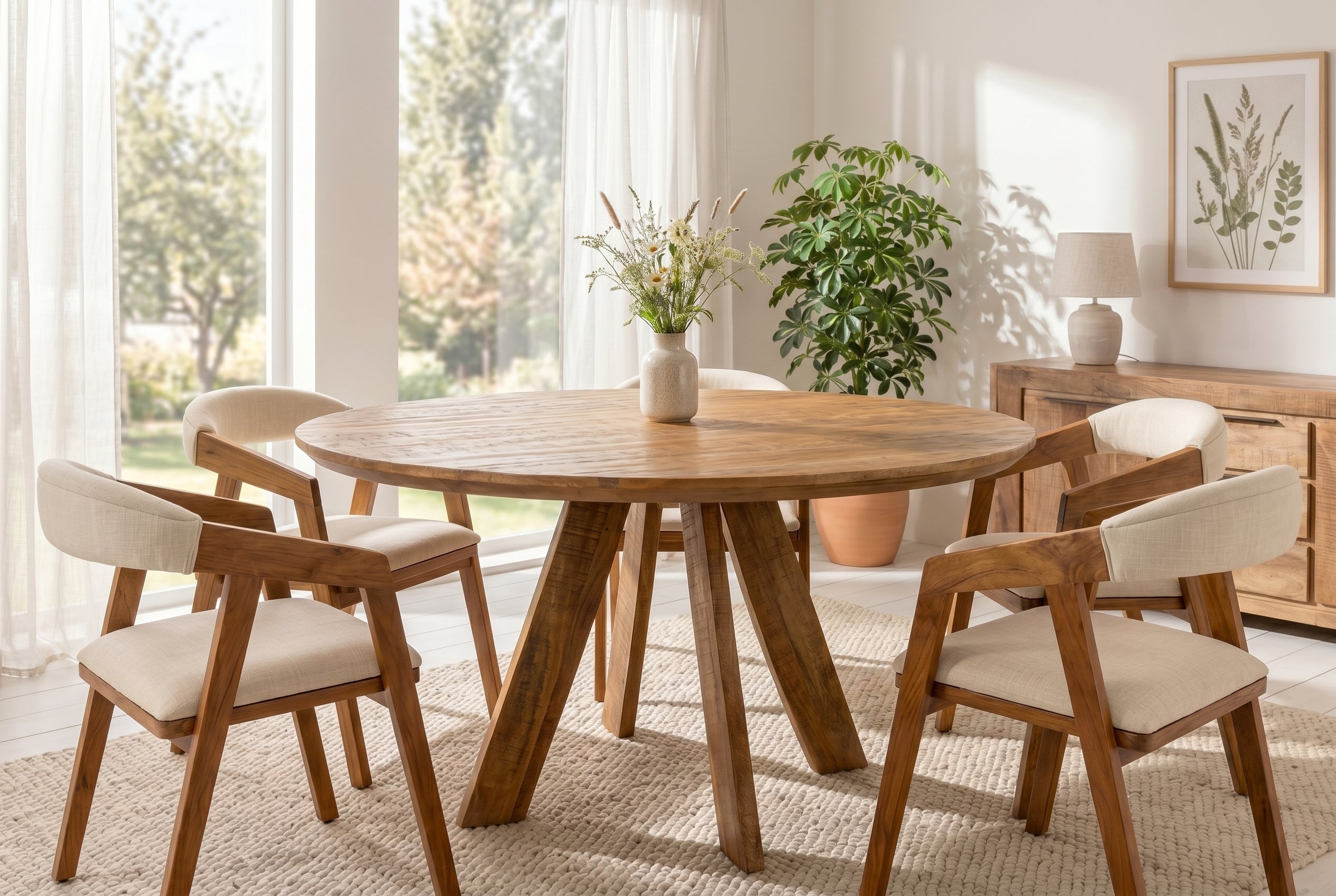 Invicta Masă dining ART WOOD - 140cm | Mango, Maro | 140x76x140 cm