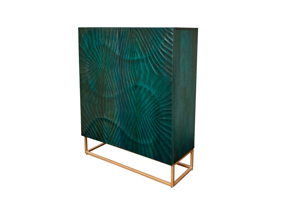 Invicta Vitrină înaltă SCORPION - 120cm | Mango, Auriu | 100x120x38 cm