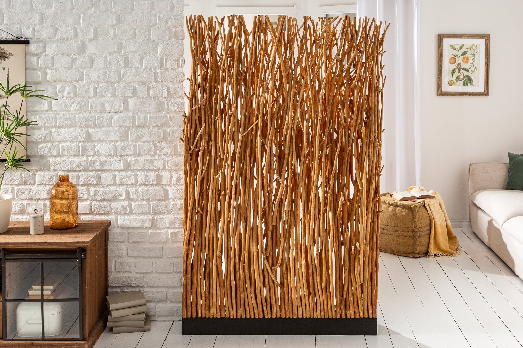 Invicta Lampadar NATURAL PARAVENT - 180cm | Longan, Natural | 110x180x20 cm