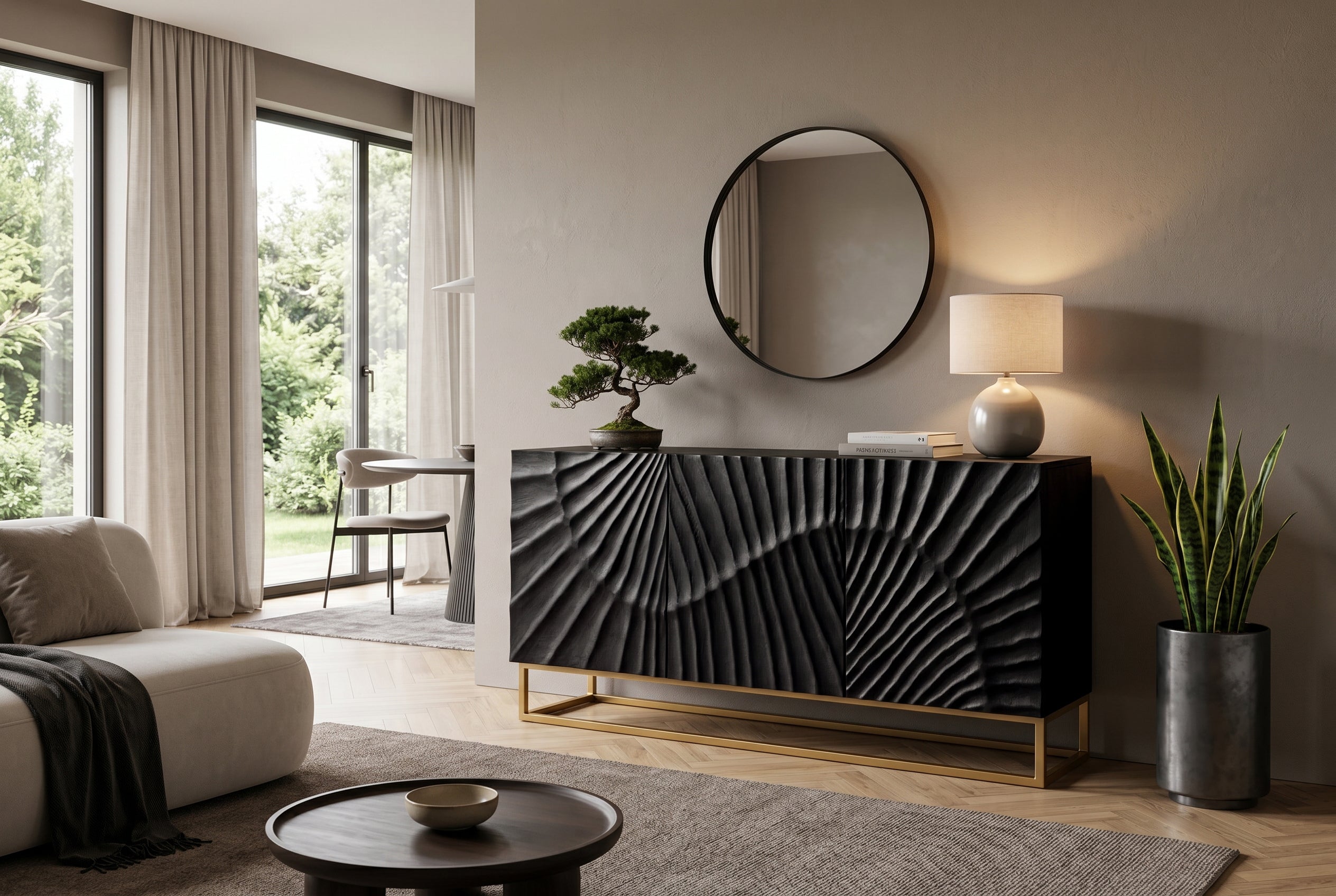 Invicta Comodă SCORPION - 140cm | Mango, Negru | 140x75x38.5 cm