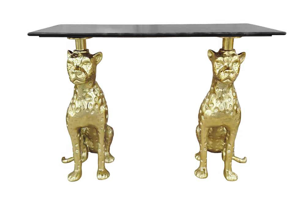 Invicta Consolă PANTHER - 105cm | Marmură, Metal, Auriu | 115,7x81x41,3 cm