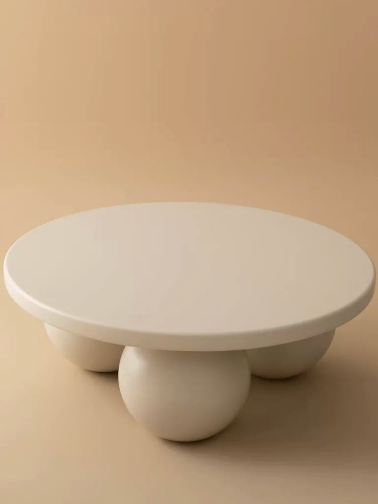 1988 CULTIVATING SPACES | Masă de cafea The Sphere | Lemn Alb | Disponibil în Alb, Antracit, Bej | Design Premiat Ø 80 x 30 cm