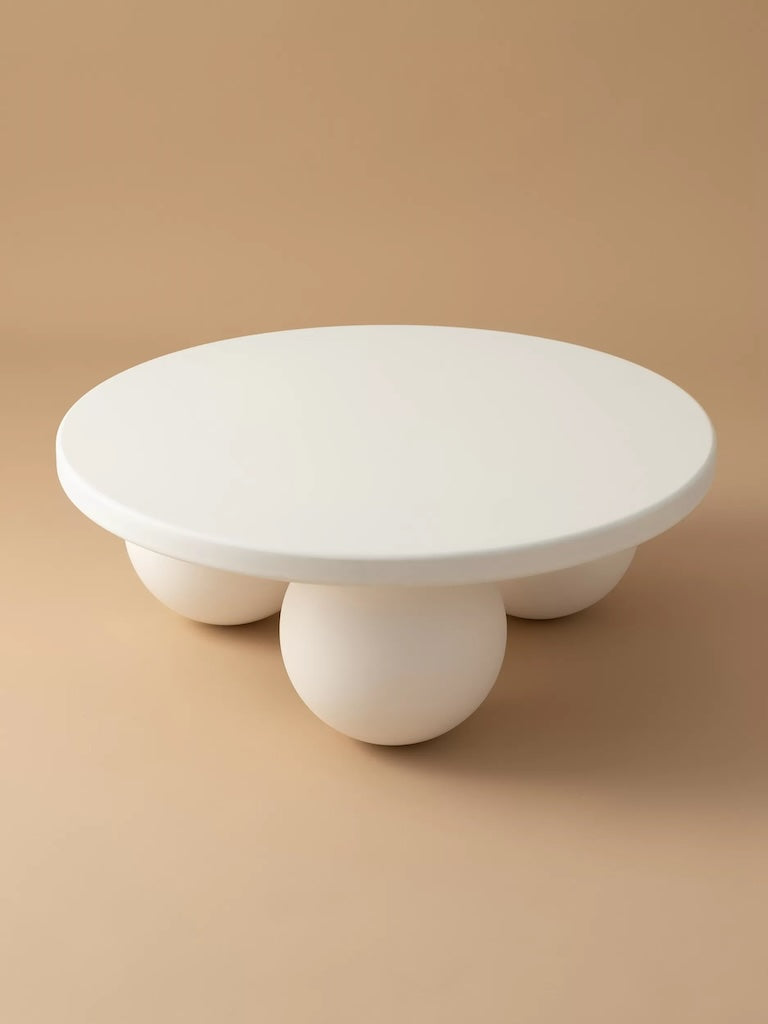 1988 CULTIVATING SPACES | Masă de cafea The Sphere | Lemn Alb | Disponibil în Alb, Antracit, Bej | Design Premiat Ø 80 x 30 cm