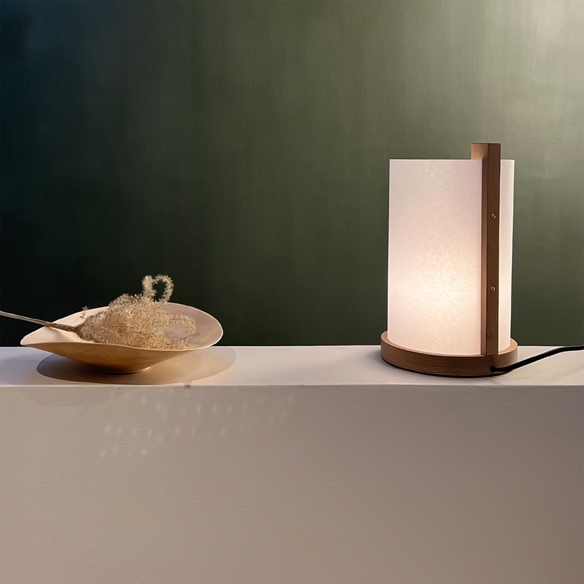Motarasu lampă masă ENSO hârtie washi japoneză, stejar uleit Stejar natural l18, A18, H29, Ø18 cm 4