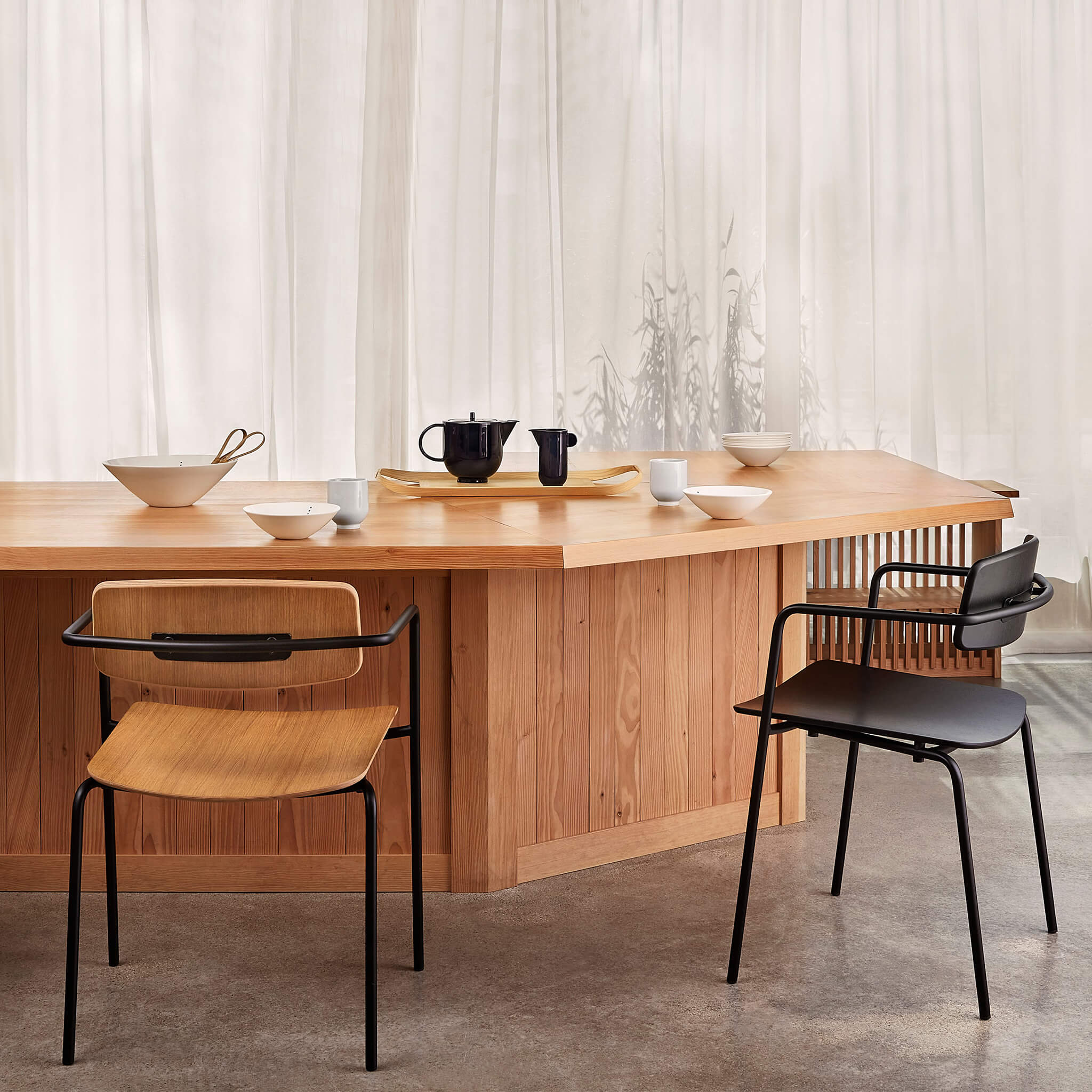 Motarasu scaun FLOAT furnir, oțel Negru l55, A52, H75 cm 2