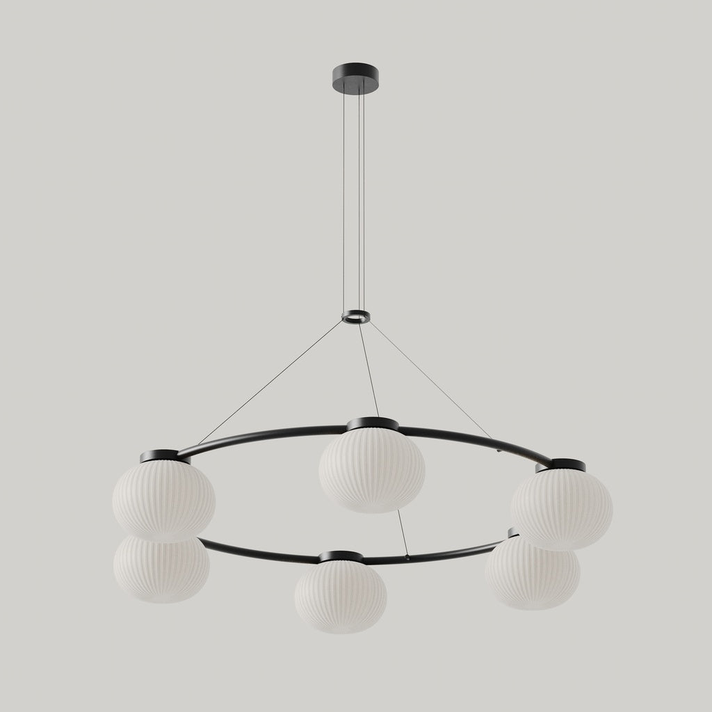 Aromas del Campo lampa suspendata Irzo cu 6 lumini | Metal, sticla opala si marmura | Auriu vechi