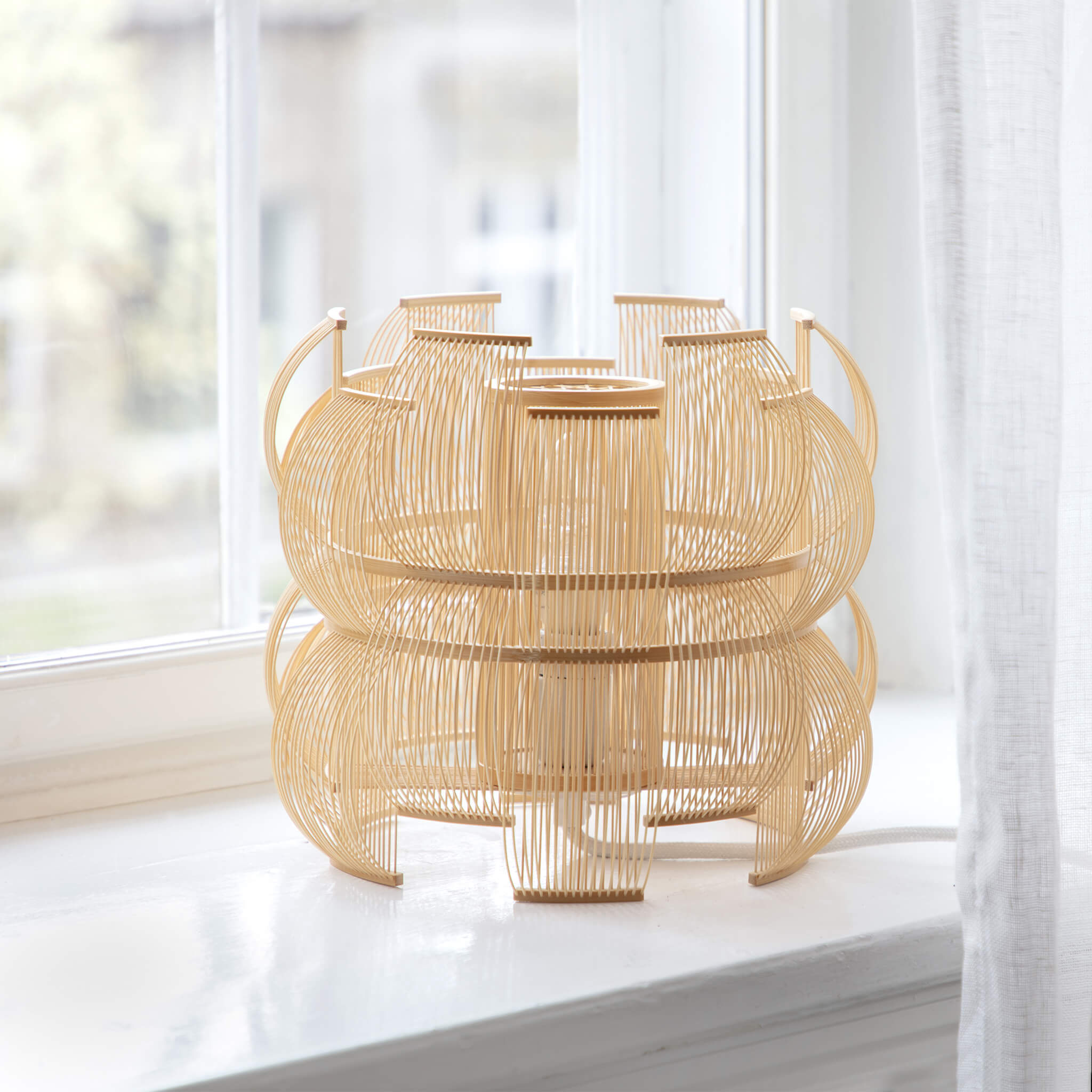 Motarasu lampă masă SEN porțelan, bambus Bambus natural l26, A26, H23, Ø26 cm 5