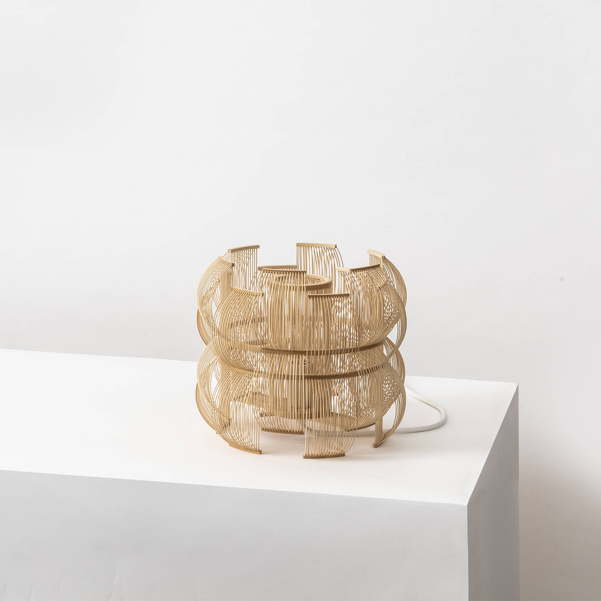 Motarasu lampă masă SEN porțelan, bambus Bambus natural l26, A26, H23, Ø26 cm 1
