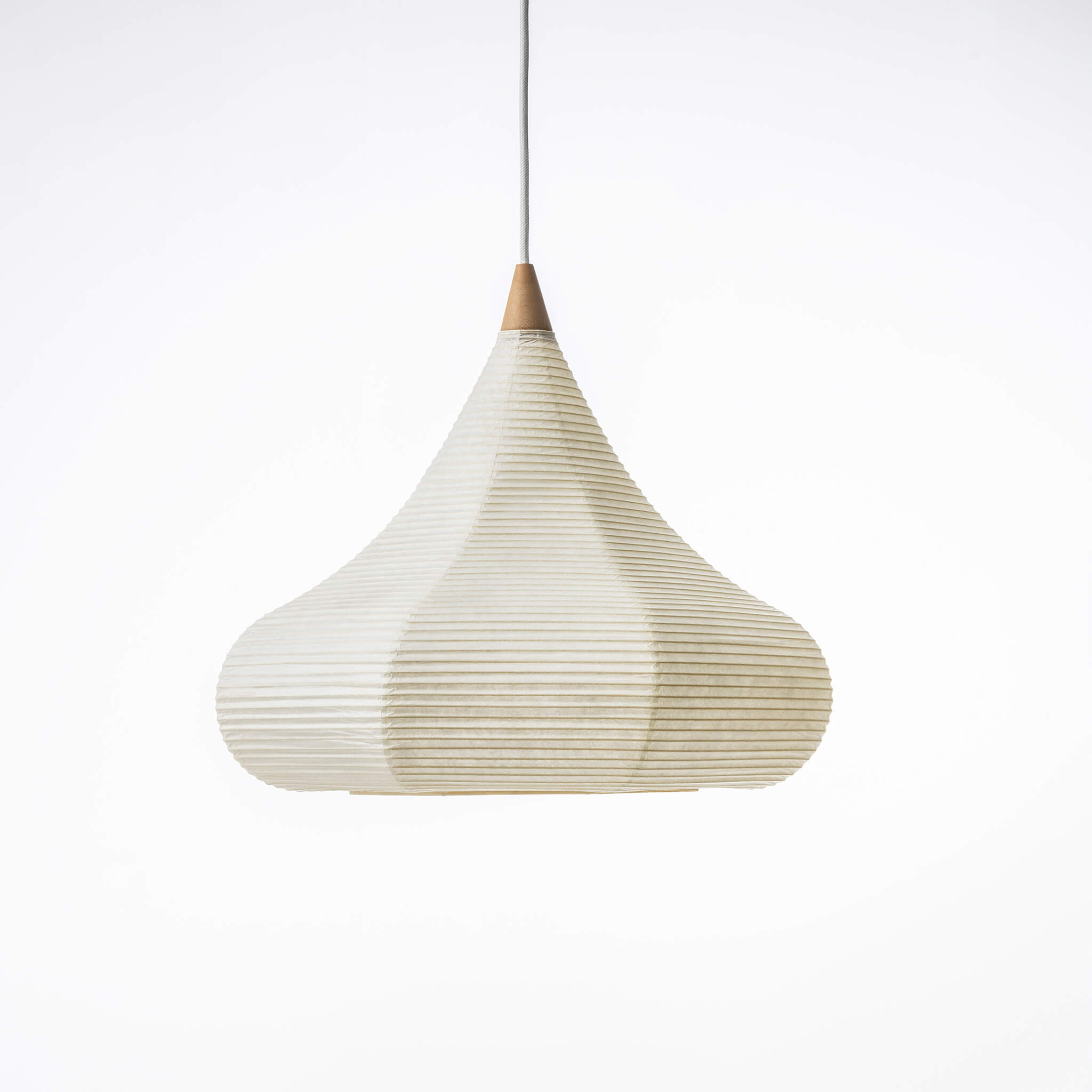 Motarasu lustră SHIZUKU hârtie washi japoneză, lemn hiba Natural l46, A46, H36, Ø46 cm 6