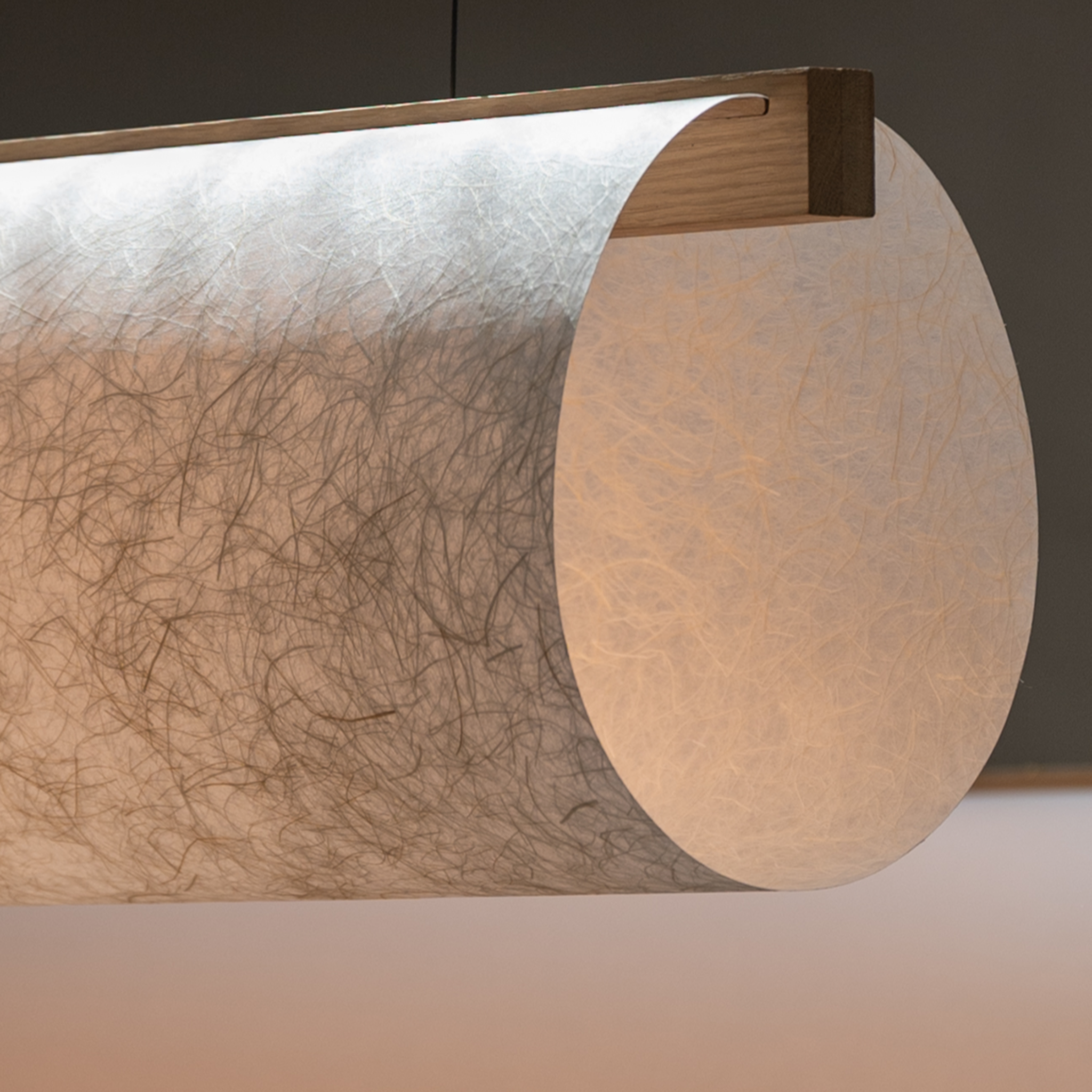 Motarasu lustră ENSO Raw hârtie washi japoneză, sârmă oțel Stejar natural L123.4, l20, H20, Ø20 cm 5