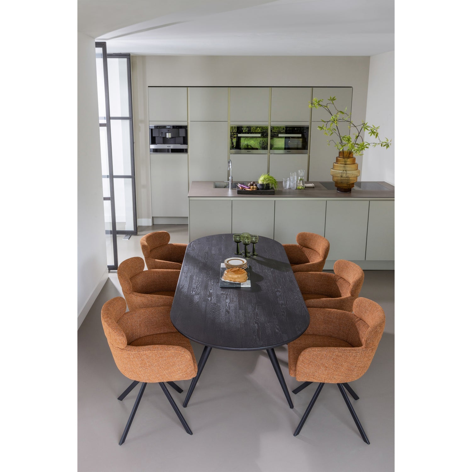 WOOOD scaun dining FENNE SWIVEL | 100% Pes | Ginger | 80x58x60 cm