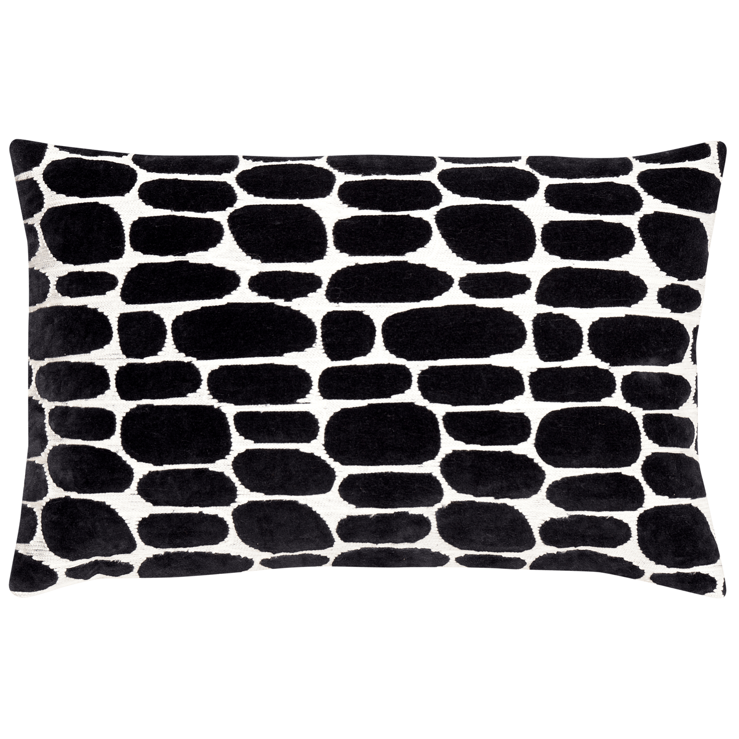 ANWAR CUSHION VELVET QUILT DESSIN OFF WHITE/ BLACK 40x6 - PARIS14A.RO