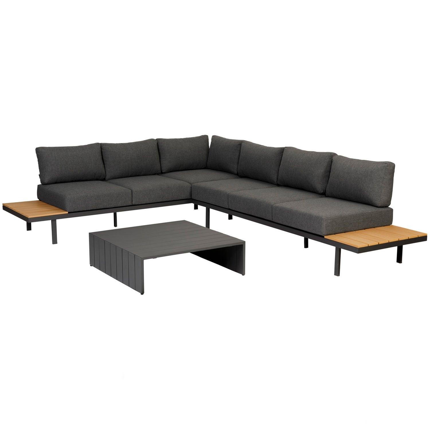 BARI LOUNGE SET ALUMINIUM POLYWOOD INCL CUSHIONS DARK GREY - PARIS14A.RO