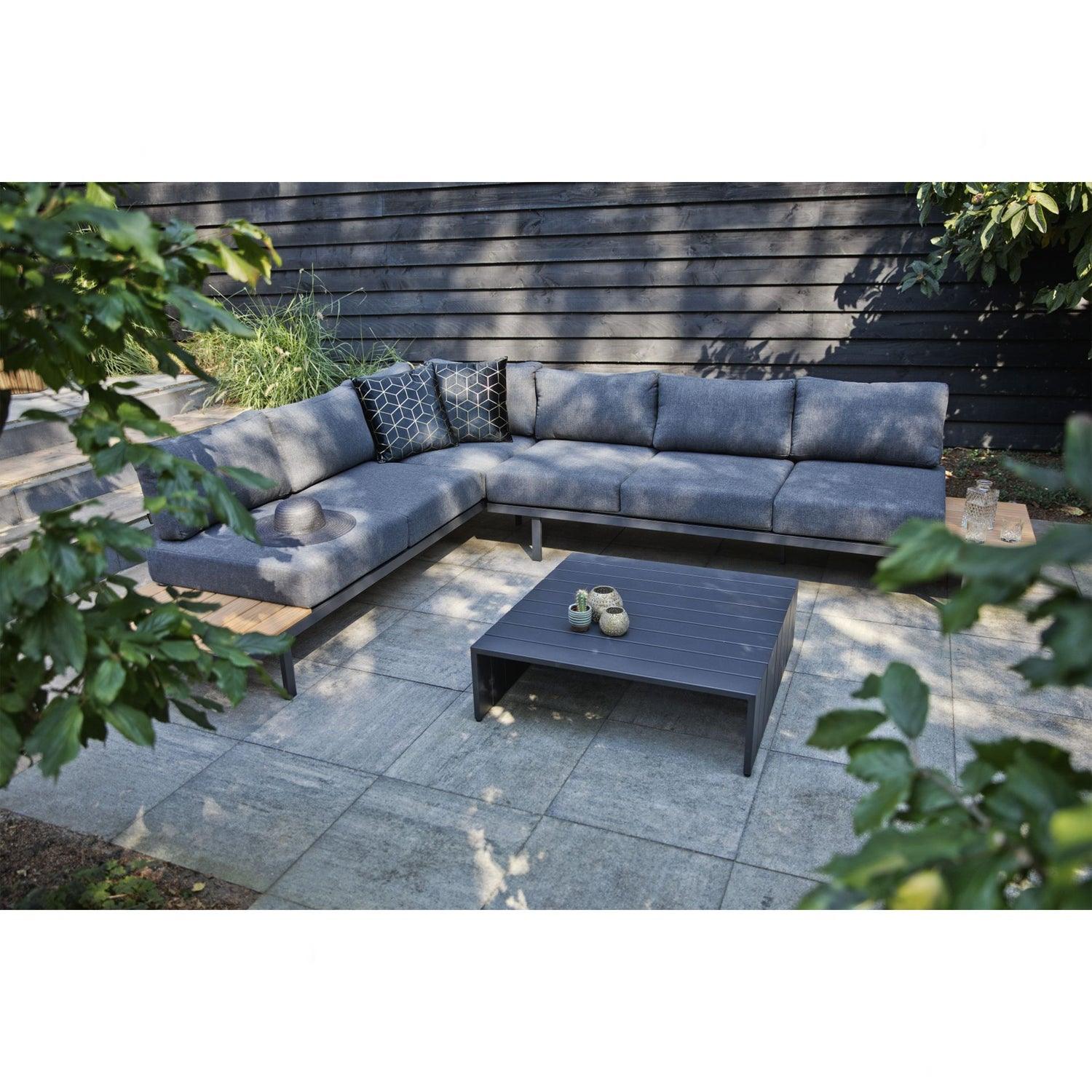 BARI LOUNGE SET ALUMINIUM POLYWOOD INCL CUSHIONS DARK GREY - PARIS14A.RO