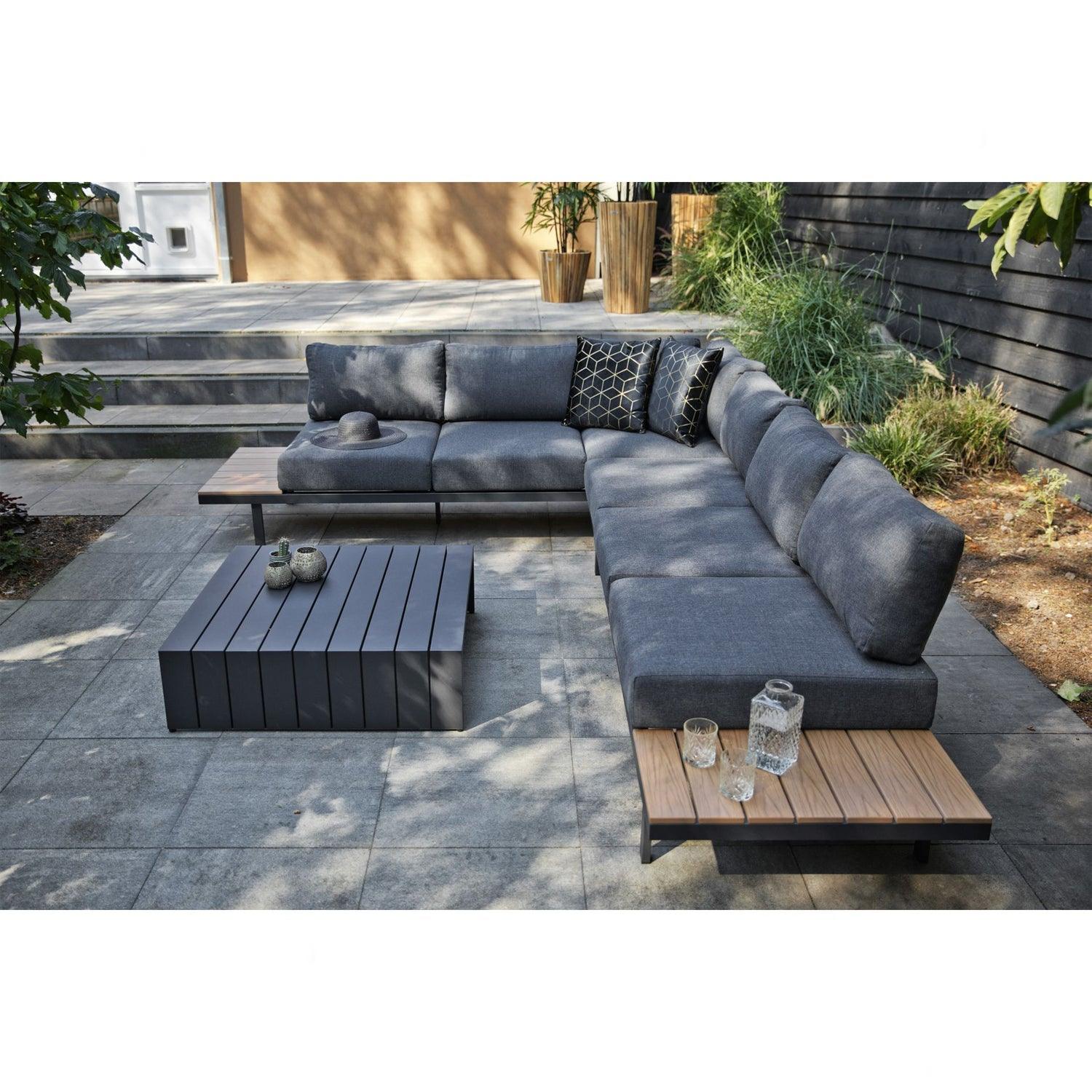 BARI LOUNGE SET ALUMINIUM POLYWOOD INCL CUSHIONS DARK GREY - PARIS14A.RO