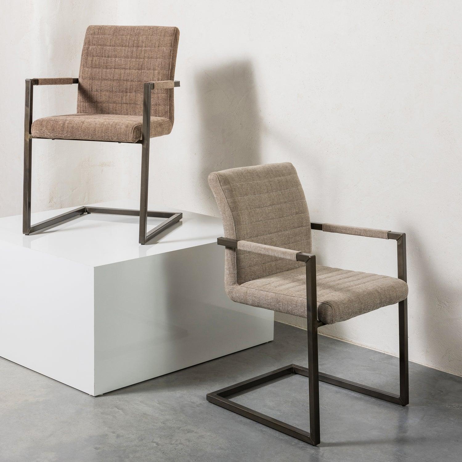 BAS DINING CHAIR WOVEN FABRIC SAND MELANGE - PARIS14A.RO