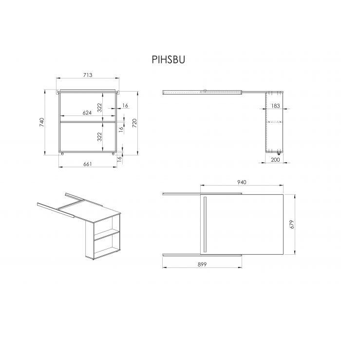 Birou alb optional pentru patul PINO - Vipack - PARIS14A.RO