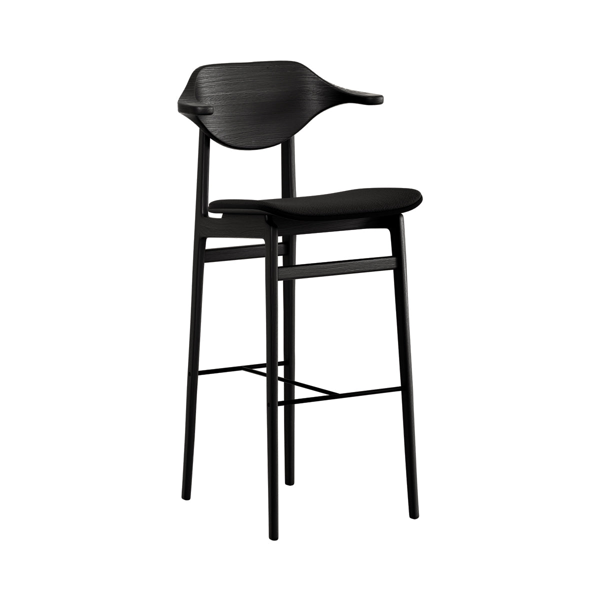 NORR11 scaun bar Bufala 75 cm tapitat | stejar FSC | Negru | 54x52xh105 cm