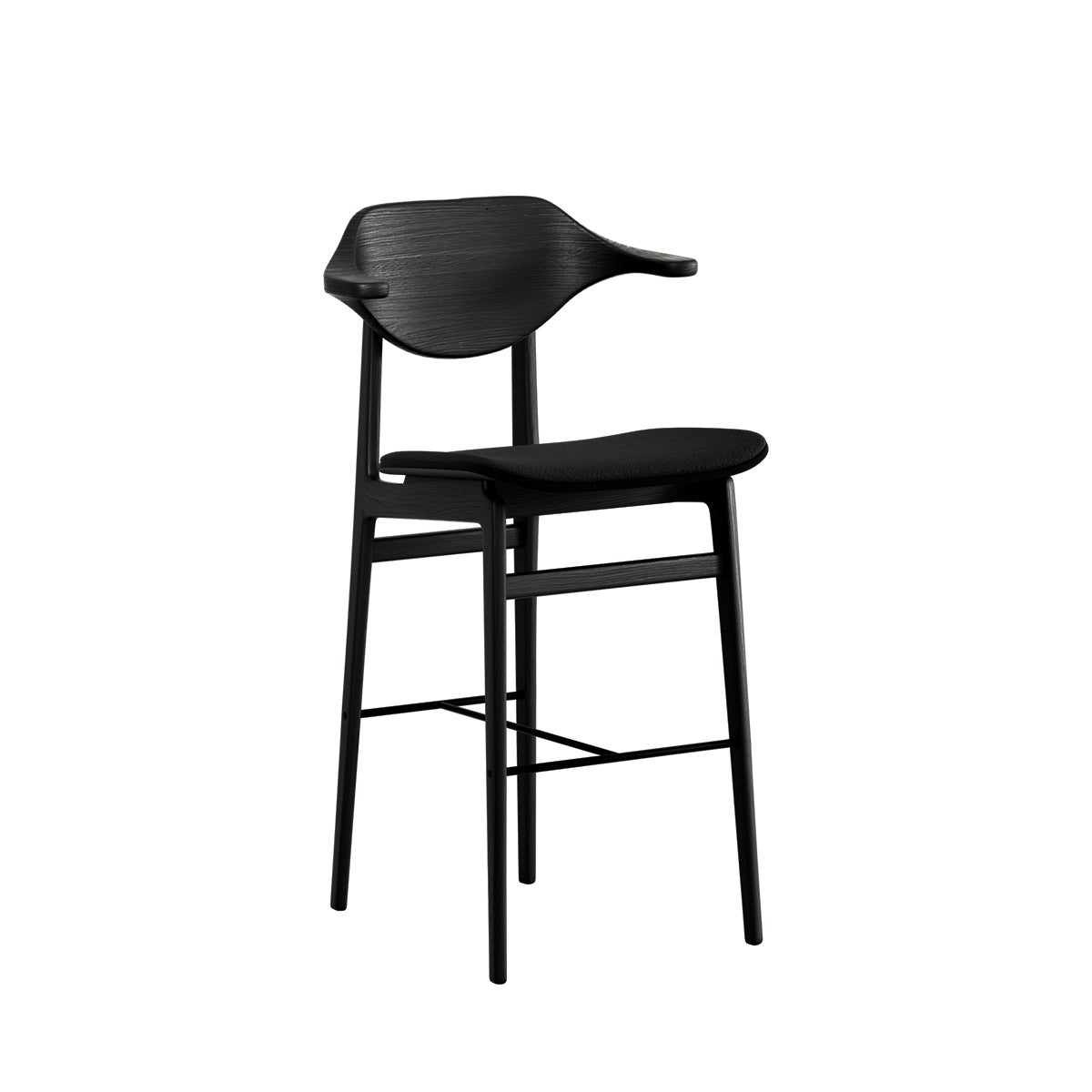 NORR11 scaun bar Bufala 65 cm tapitat | stejar FSC | Negru | 54x52xh95 cm