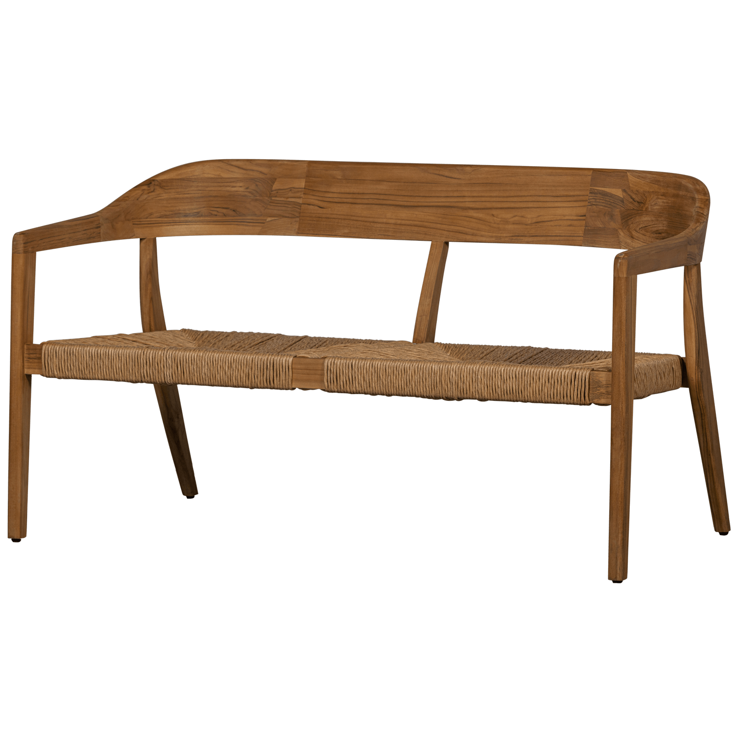 CHENA GARDEN BENCH WITH ROUND BACK WICKER/TEAK NATURAL - PARIS14A.RO