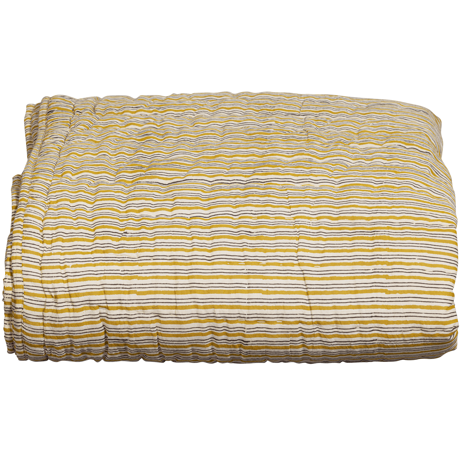 CHEVRON QUILT/PLAID PRINT HANDQUILT BLACK/MUSTARD 220x265CM - PARIS14A.RO