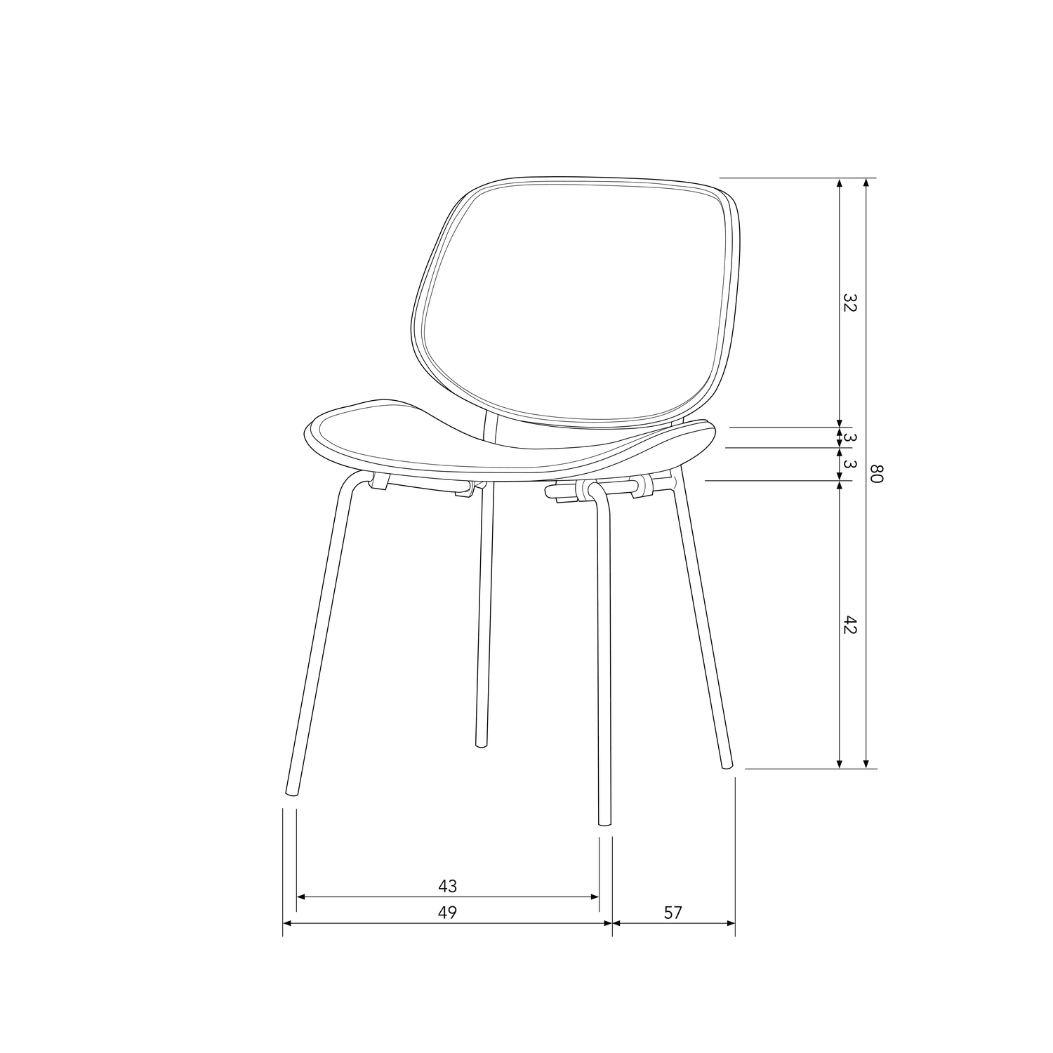 CLOSE IN DINING CHAIR ARTIFICIAL LEATHER/WOOD BLACK - PARIS14A.RO