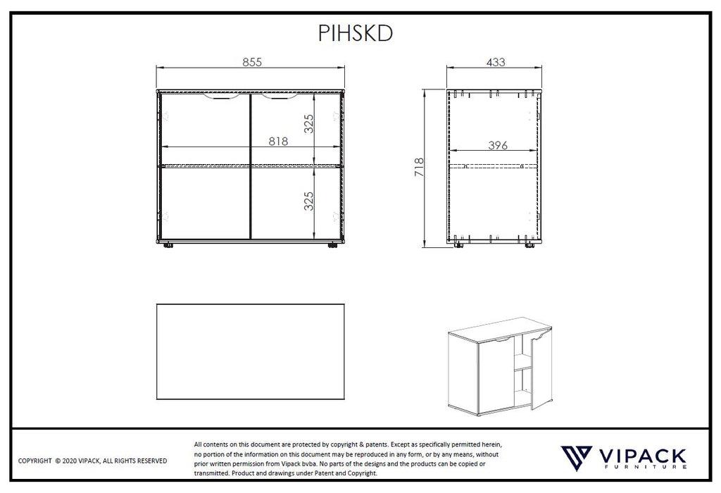 Comoda lacuita alb cu 2 usi PINO - Vipack - PARIS14A.RO