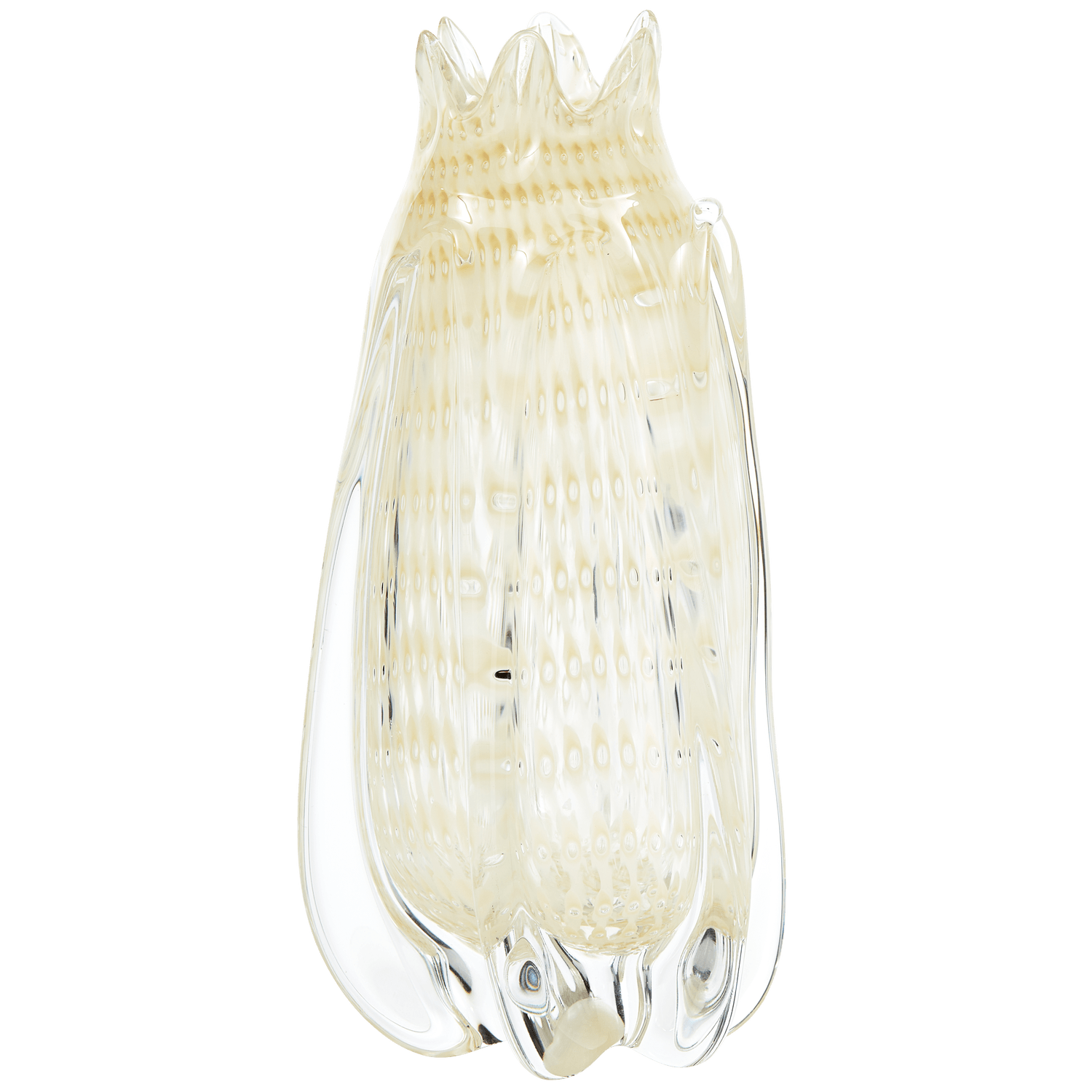 CROWN HANDSHAPED VASE GLASS OFF WHITE 30x12CM - PARIS14A.RO