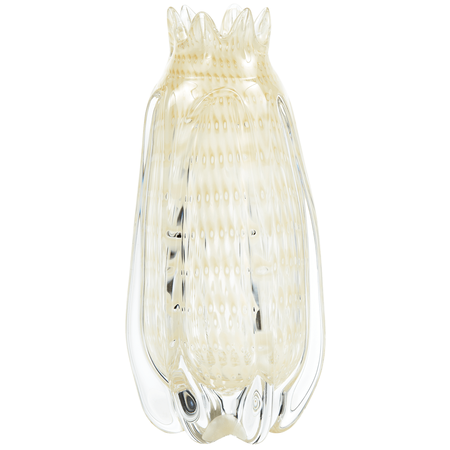 CROWN HANDSHAPED VASE GLASS OFF WHITE 30x12CM - PARIS14A.RO