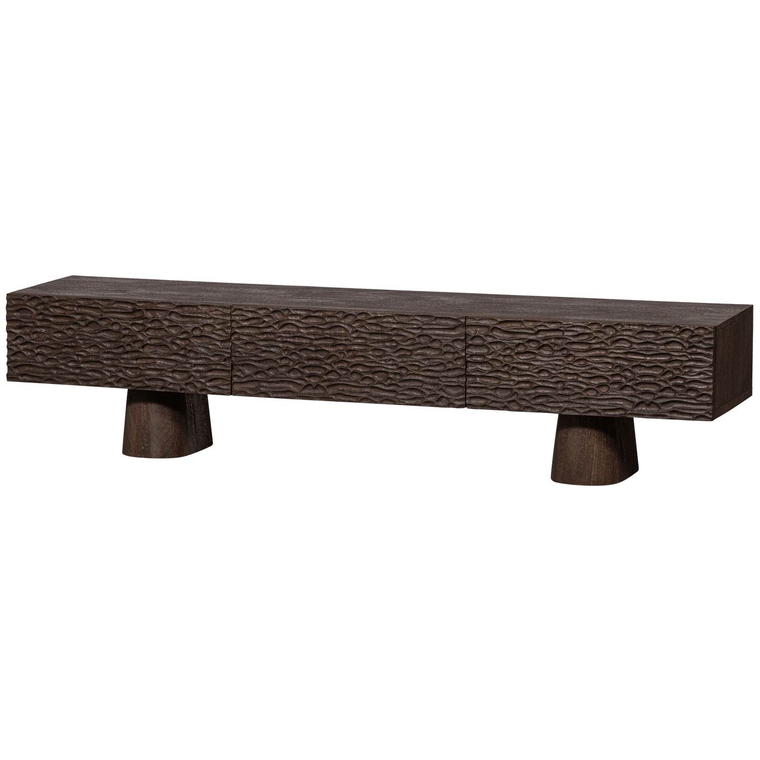 CRUMBLE CARVED TV UNIT MANGO WOOD WALNUT - PARIS14A.RO