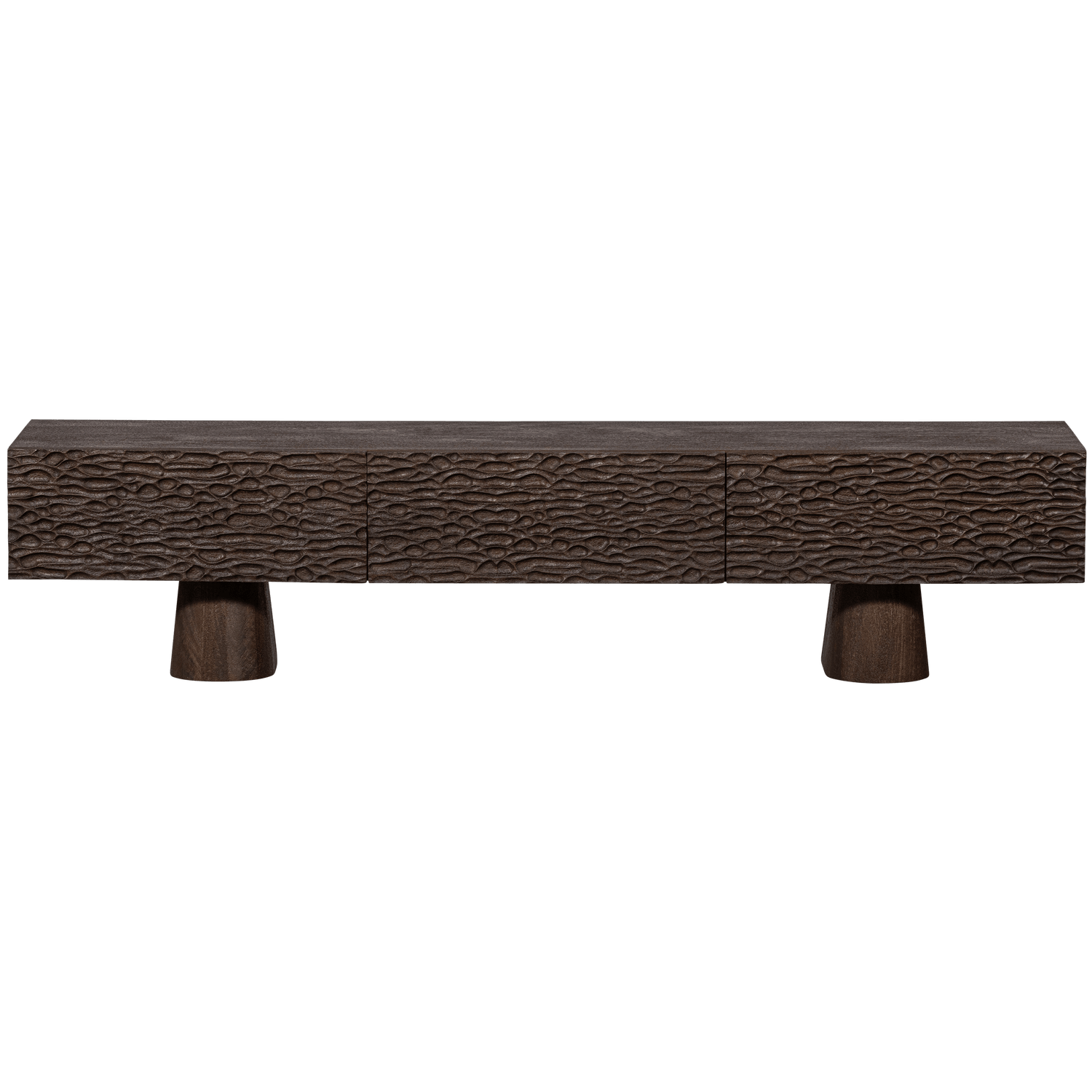 CRUMBLE CARVED TV UNIT MANGO WOOD WALNUT - PARIS14A.RO