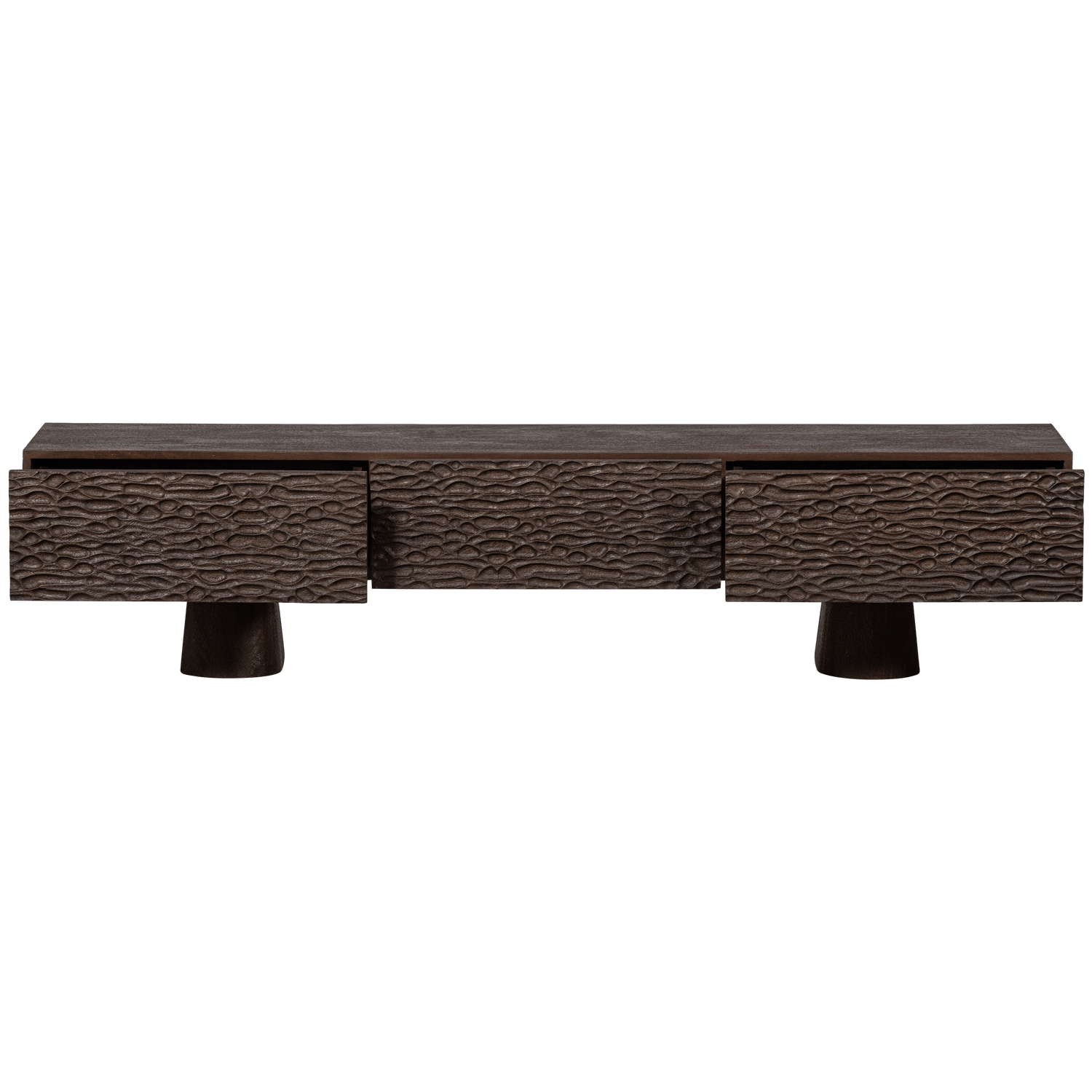 CRUMBLE CARVED TV UNIT MANGO WOOD WALNUT - PARIS14A.RO